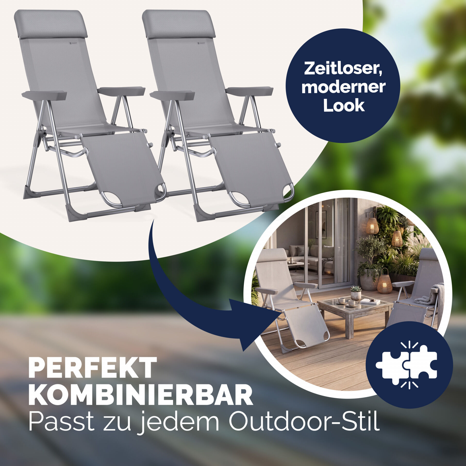 Gartenstuhl Hochlehner 2er-Set Anthrazit Alu