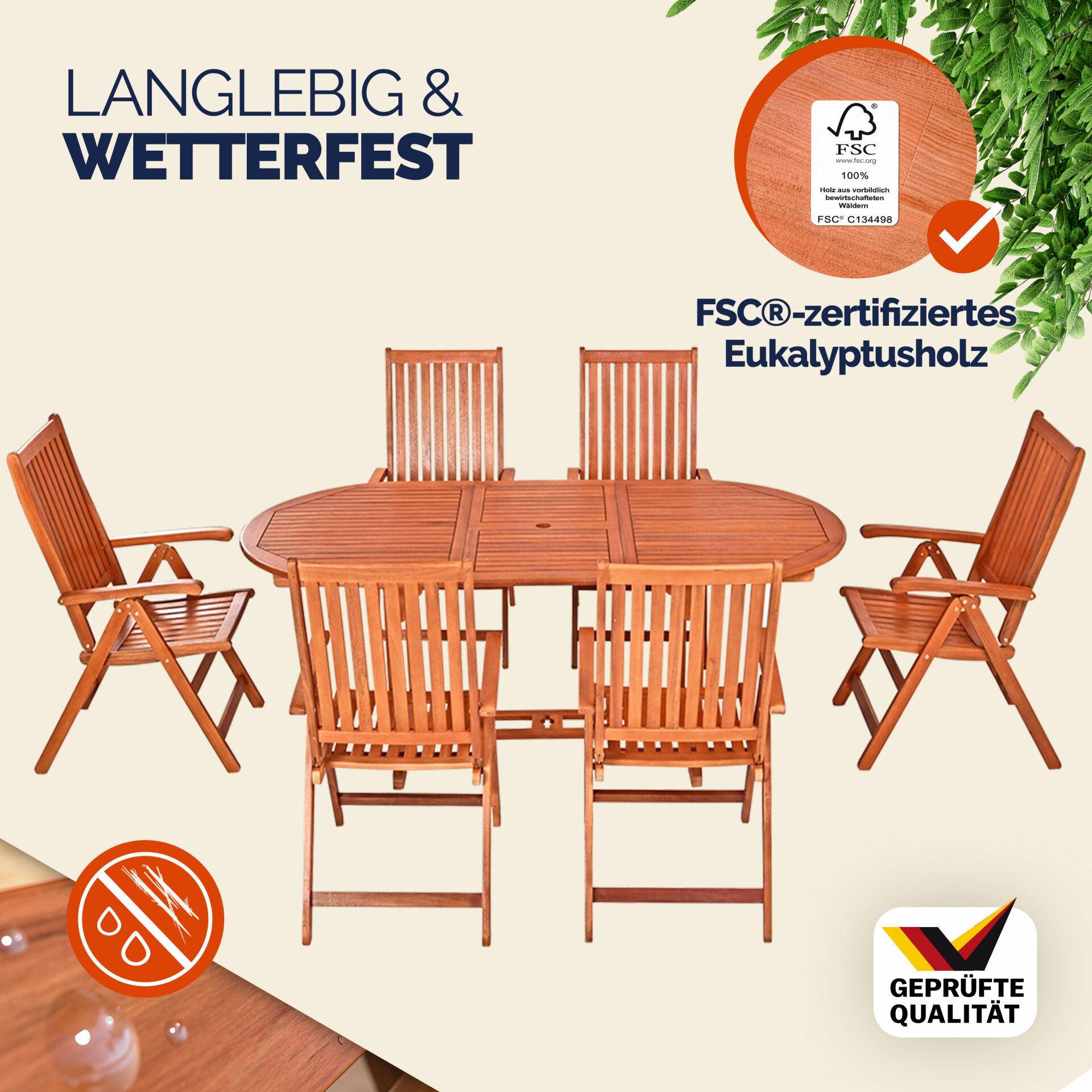 Garten-Sitzgruppe Vanamo 7-tlg Eukalyptusholz FSC®-zertifiziert