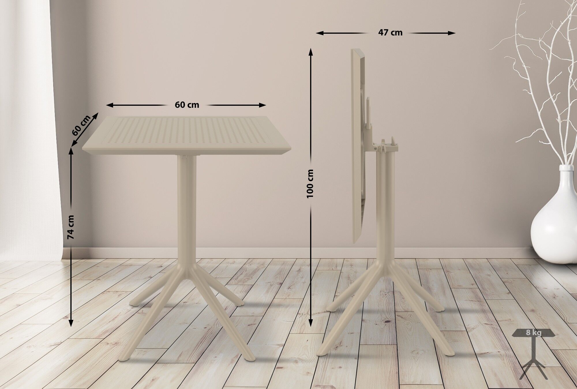 Klapptisch Sky eckig, taupe