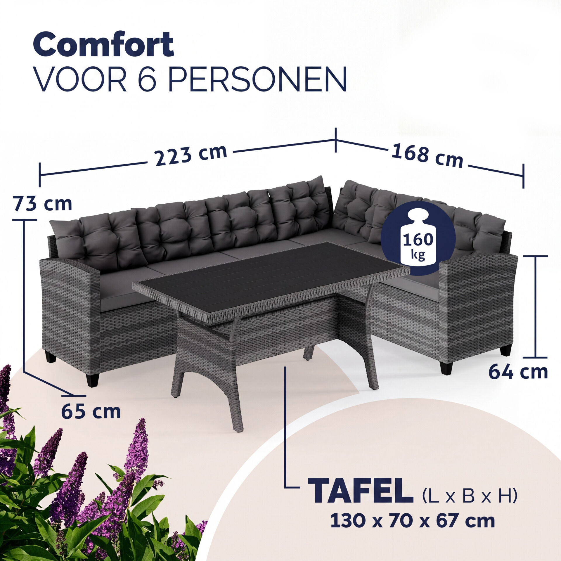Polyrattan Ecklounge Lissabon Grau/Anthrazit inkl Kissen