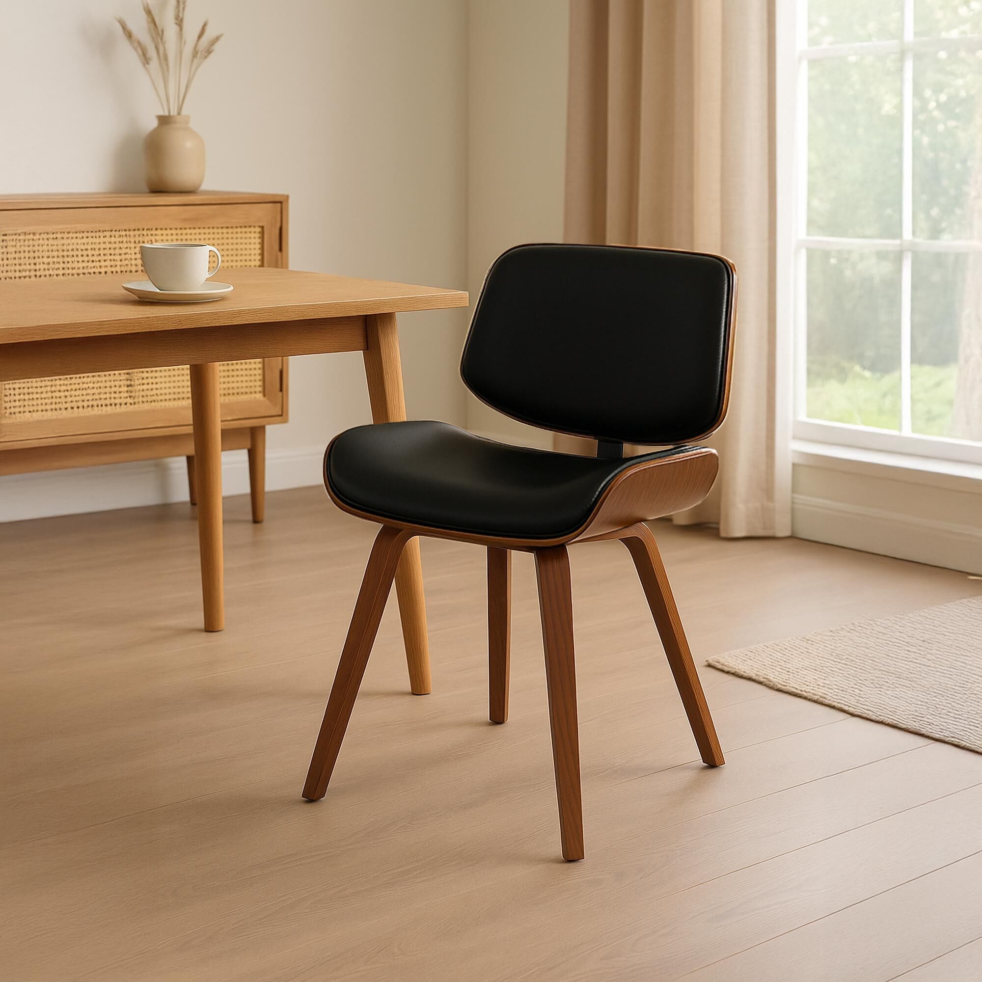 Besucherstuhl Beverley Kunstleder, walnuss/schwarz