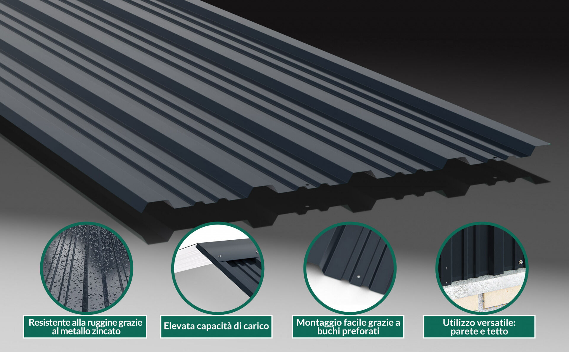Trapezblech 12er-Set Grau 129x46cm gelocht