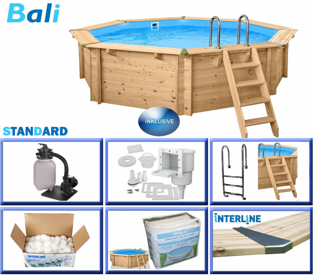 Interline Holzpool Bali Ø 440x136 cm, Basic Set