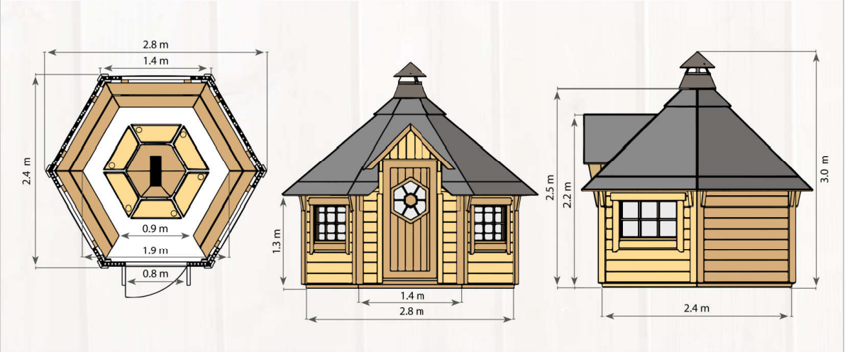 Grundriss und Zeichnung Grillkota Deluxe 4,9 m²