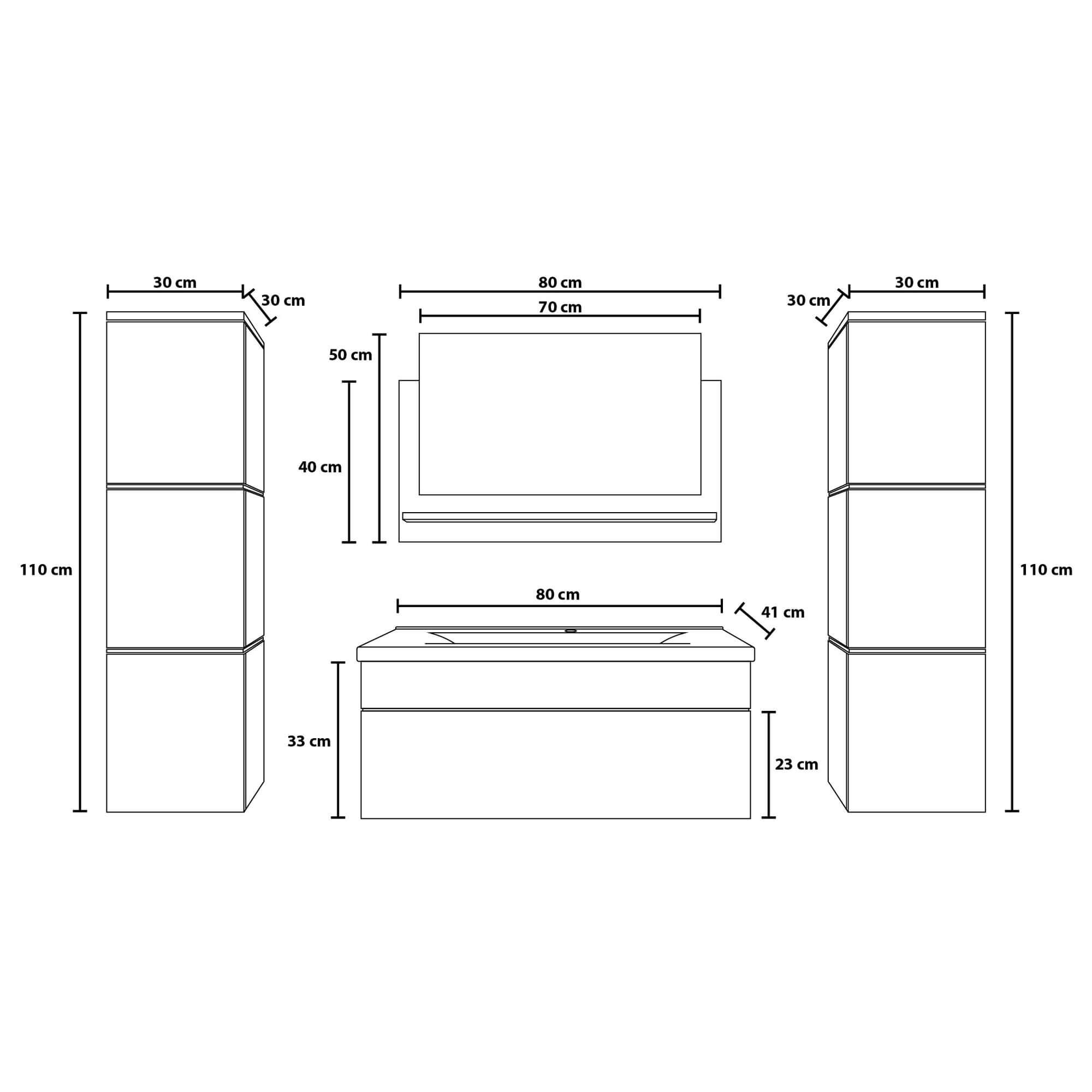 Badmöbel Komplettset WANGEROOGE BIG XL - Grau