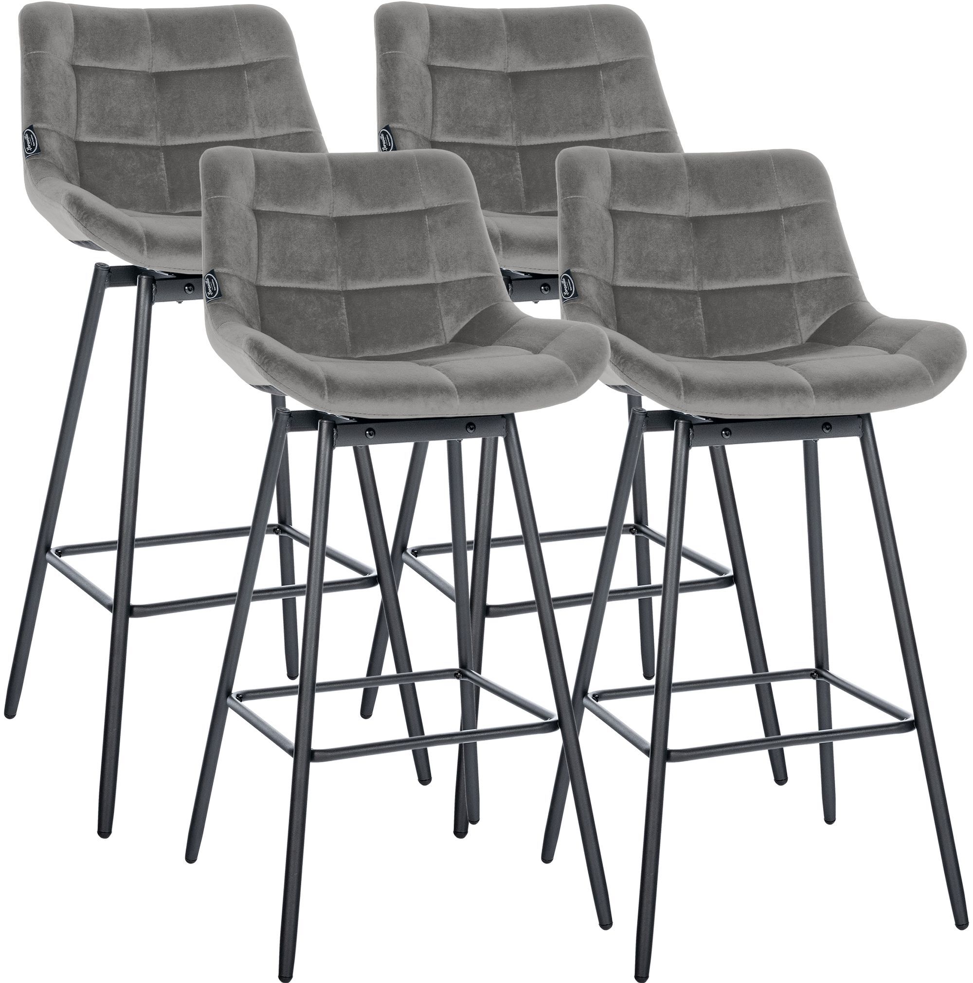 4er Set Barhocker Weston Schwenkbar Samt, grau