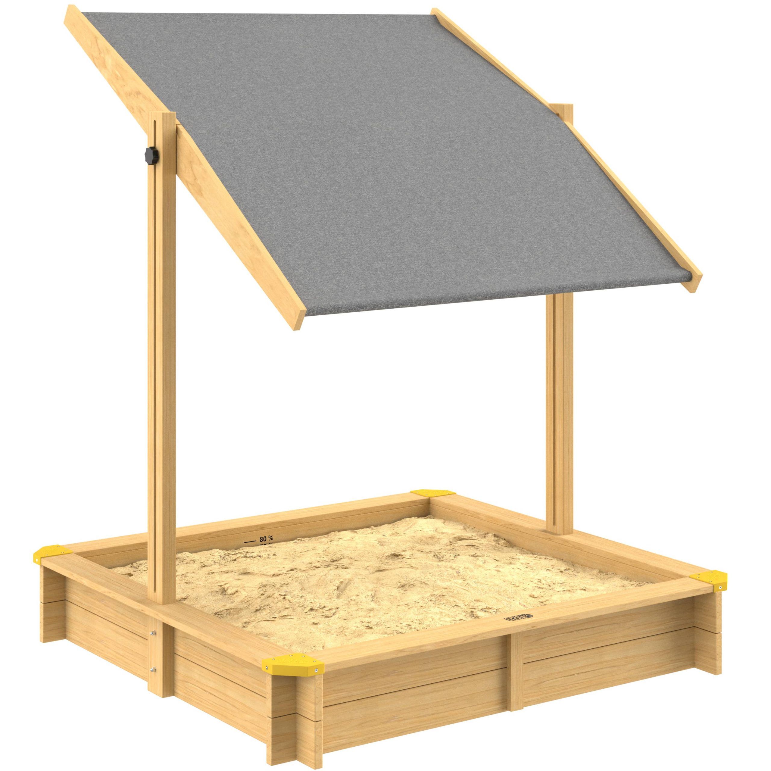 Sandkasten Hellbraun 120x120x120cm neigbares Sonnendach