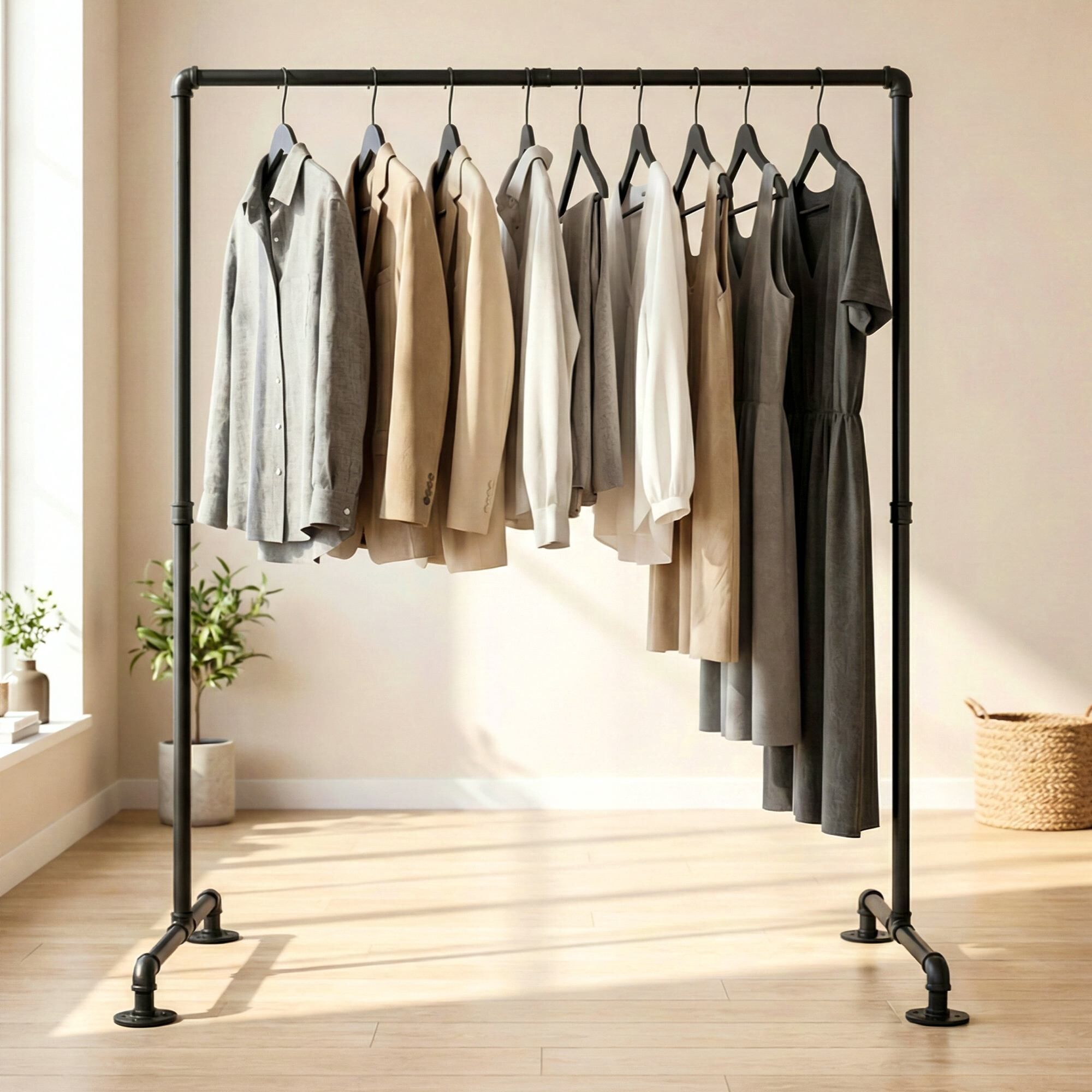 Kleiderständer Jersey 55x120x150, schwarz