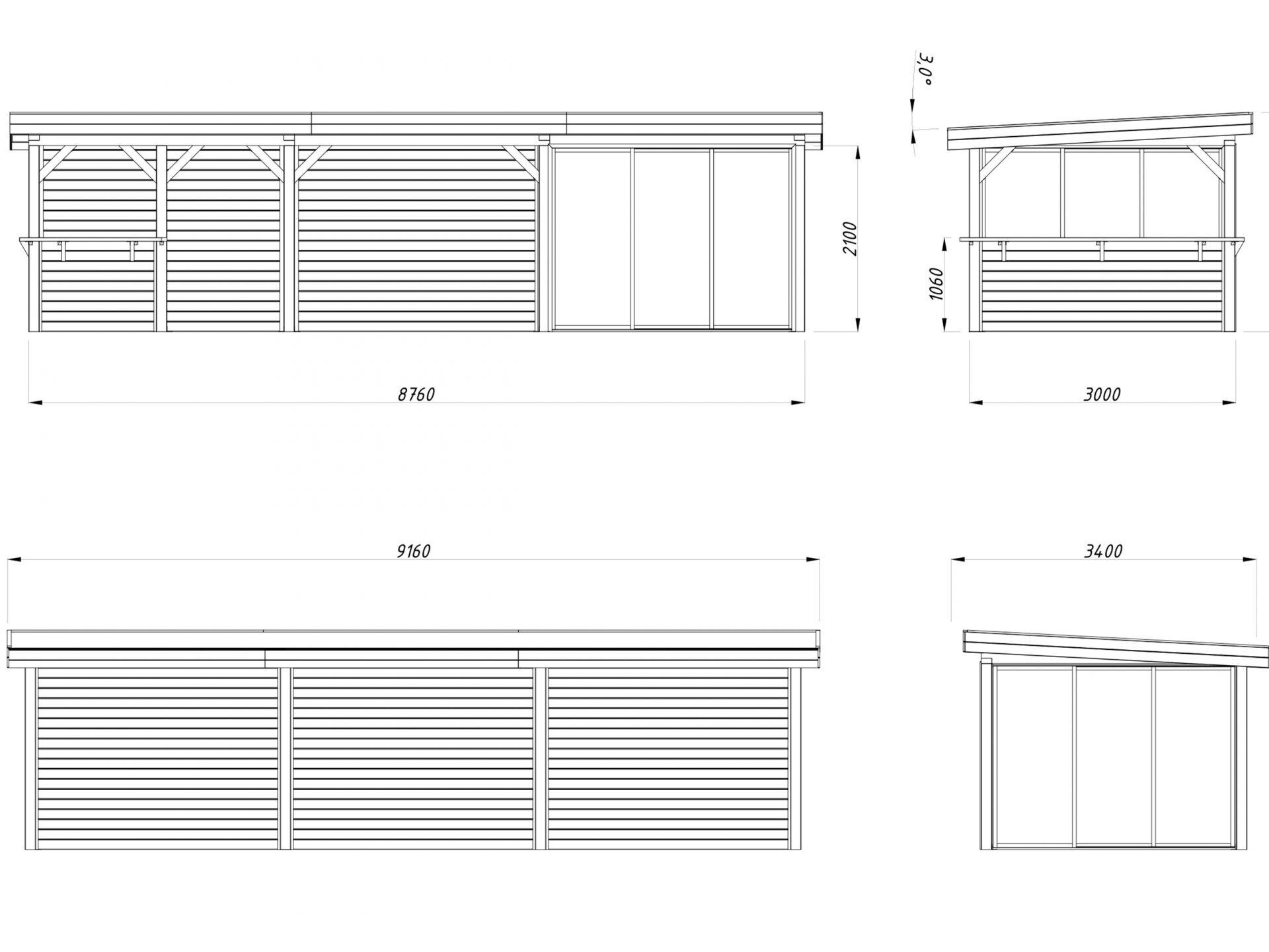 Palmako modernes Gartenhaus Lenna 24,9 m2 Set 416 Slide