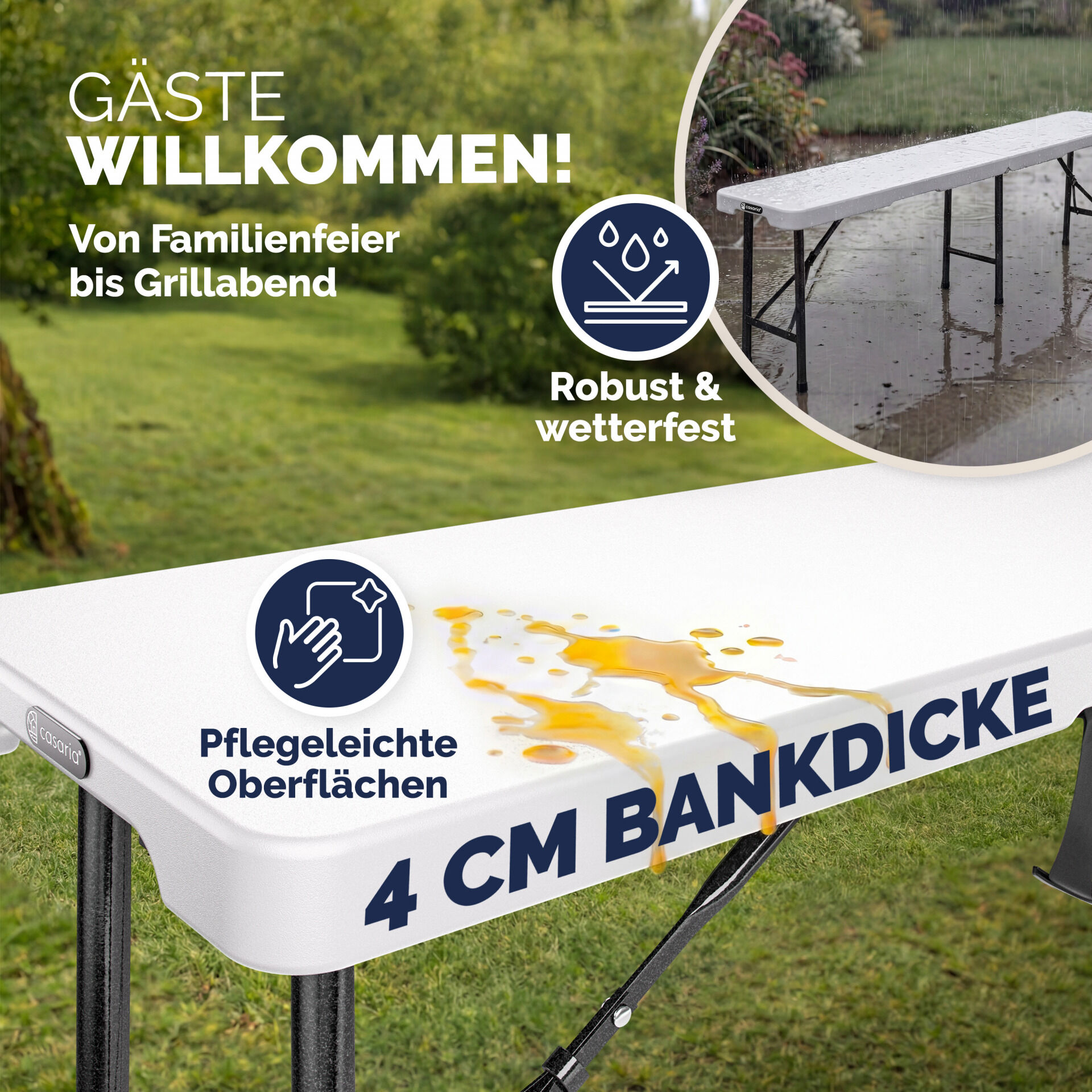 Bierbank 2er-Set klappbar platzsparend für 8 Personen 200kg je Bank