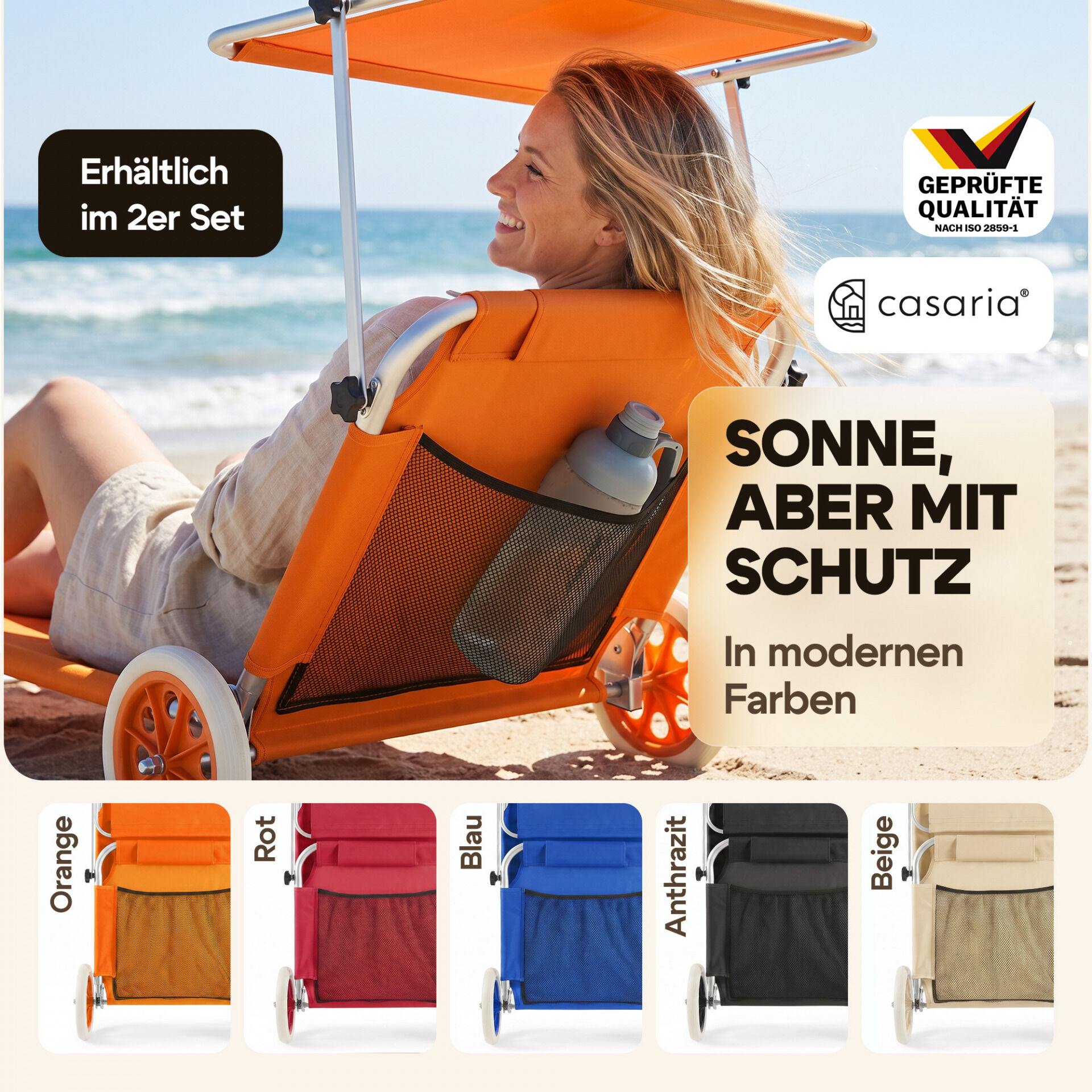 Gartenliege Kreta Anthrazit Alu mit Rollen