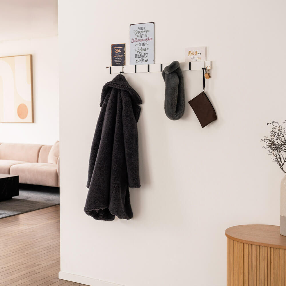 Garderobenleiste HOOK inkl. 8 Haken und Magnete - Weiß