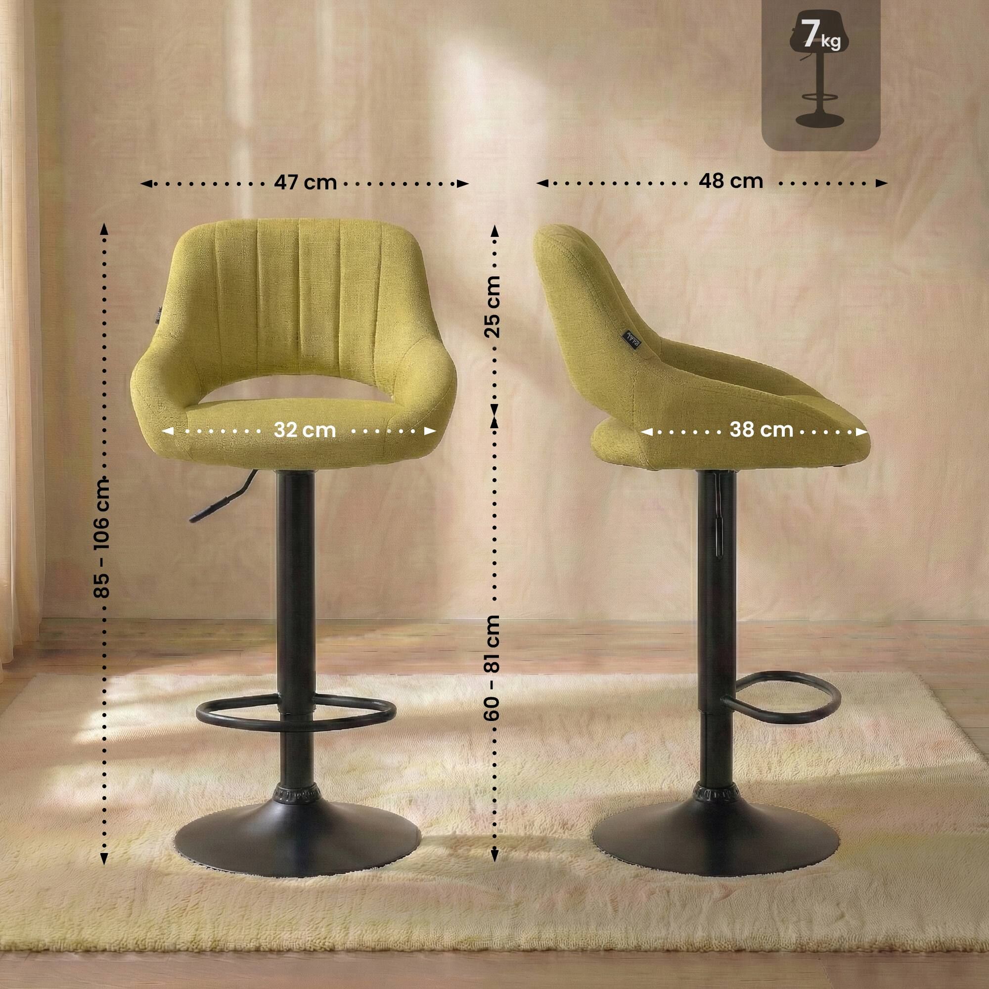 Barhocker Milet Stoff schwarz, grün