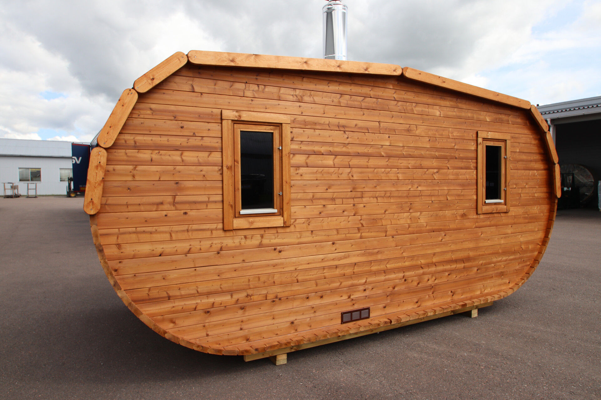 Arctic Saunafass Oval 5 240x500cm Thermoholz, Rot