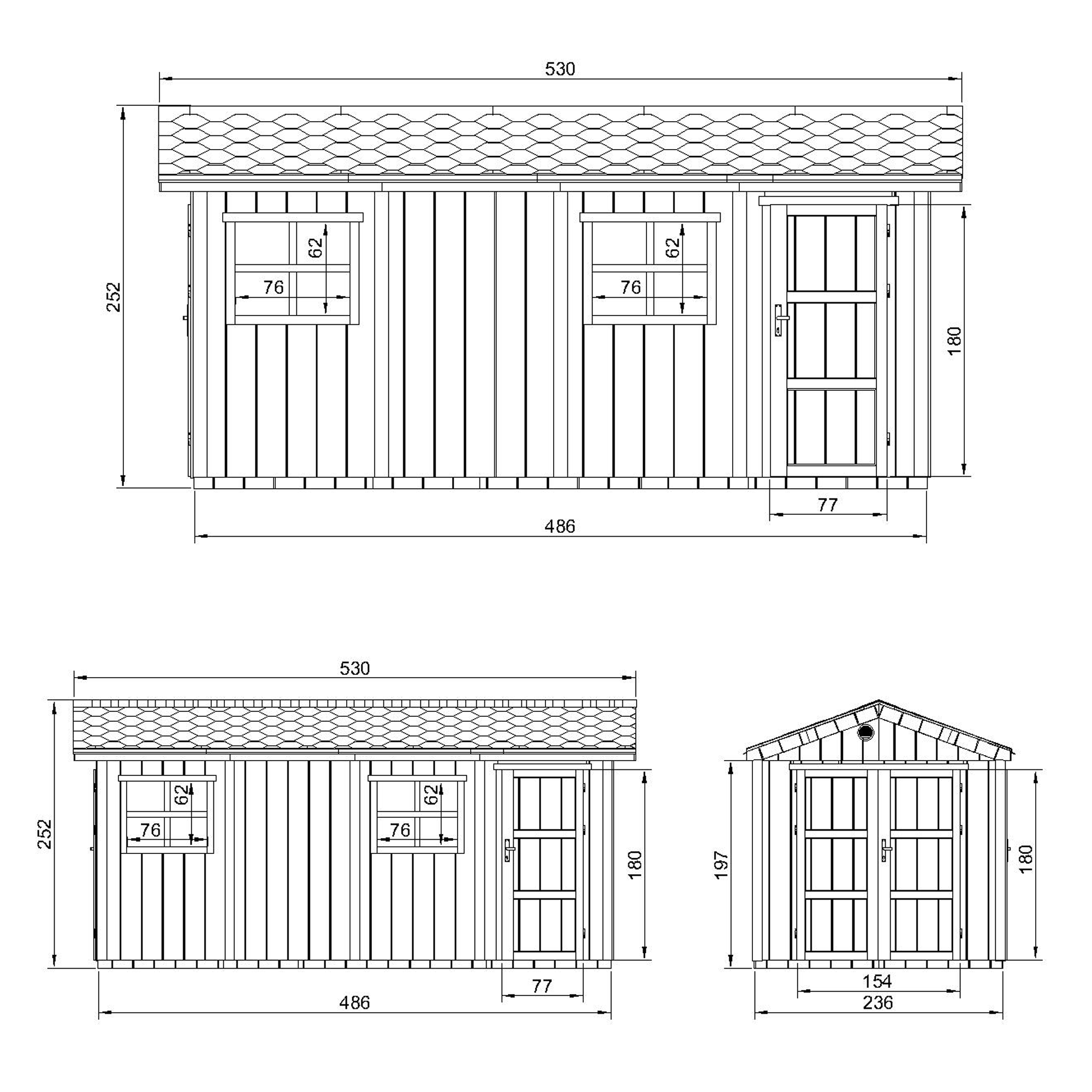 Gartenhaus Polly mit LP® SmartSide® M915C – 236 x 486 cm – 11 m2