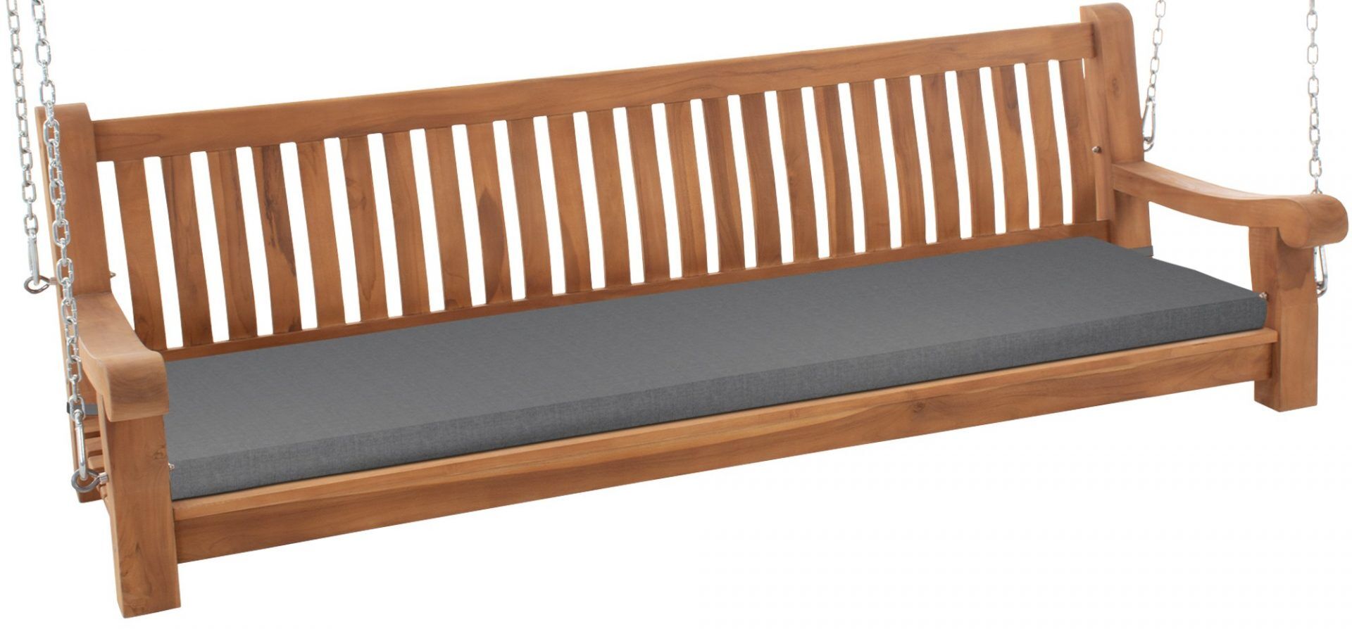 Schaukelbank Joyce mit Sitzkissen 200 cm + teak, dunkelgrau