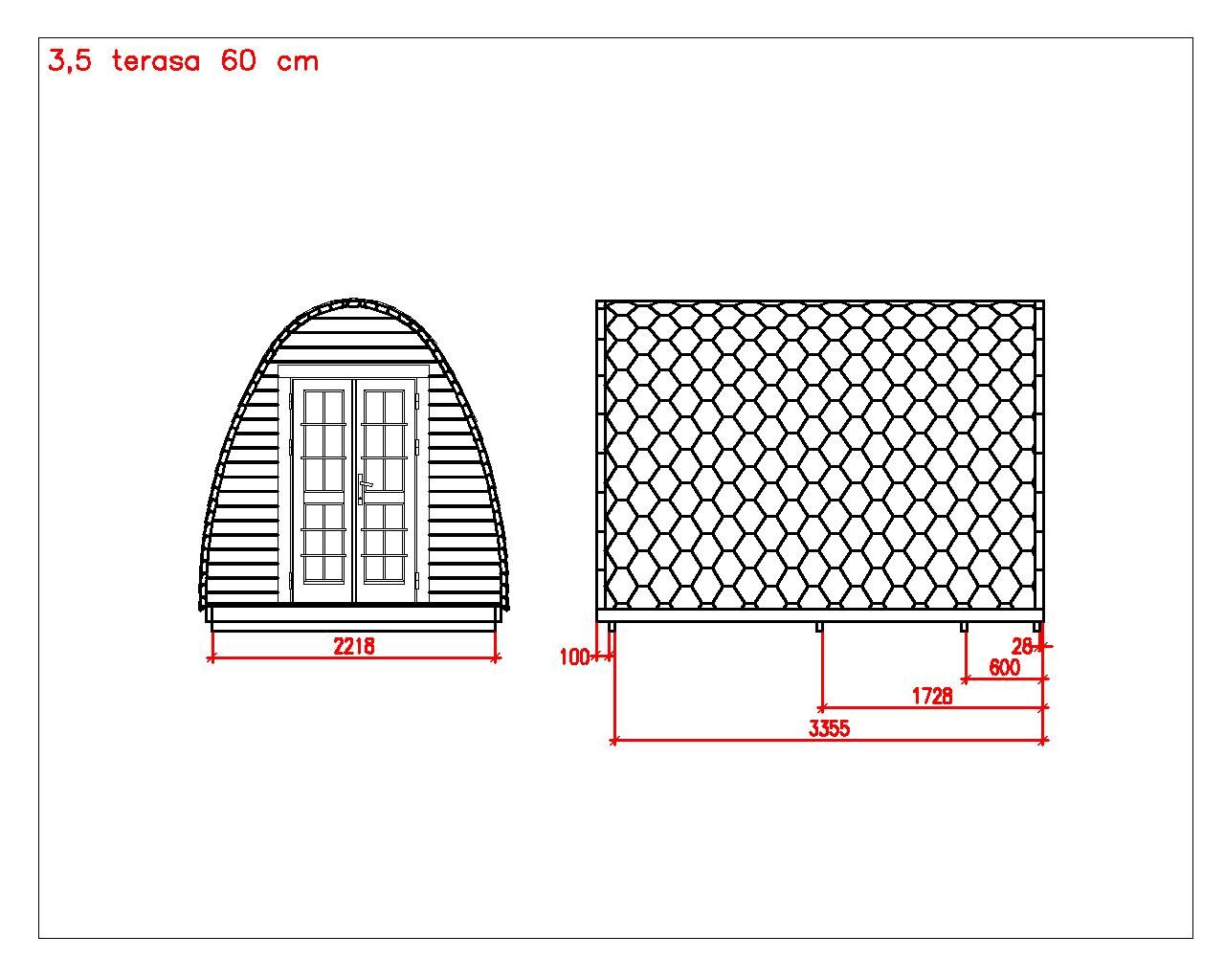 Camping Pod Turku 240x350, montiert