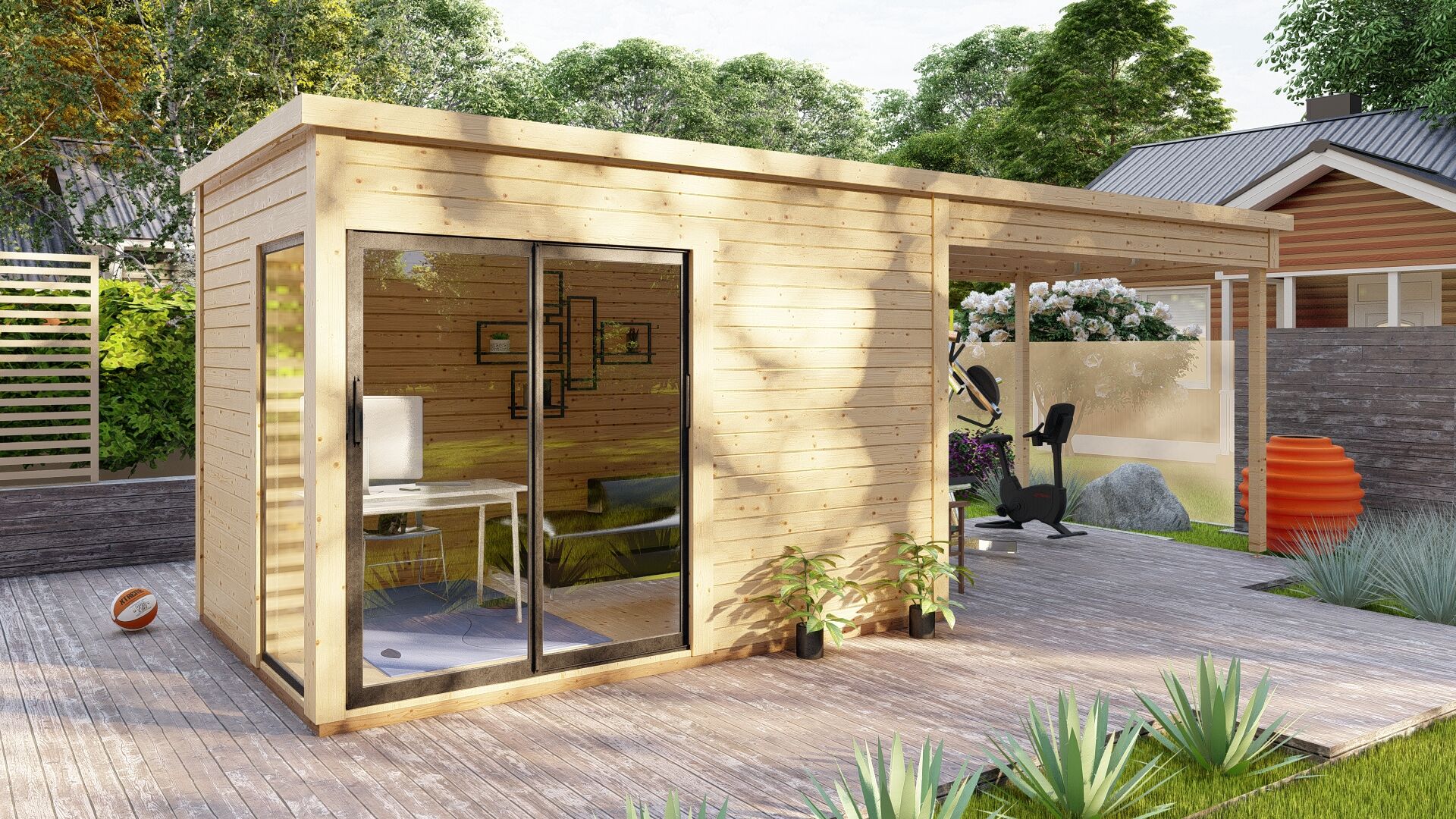 Flachdach Gartenhaus Sydney 38 Plus