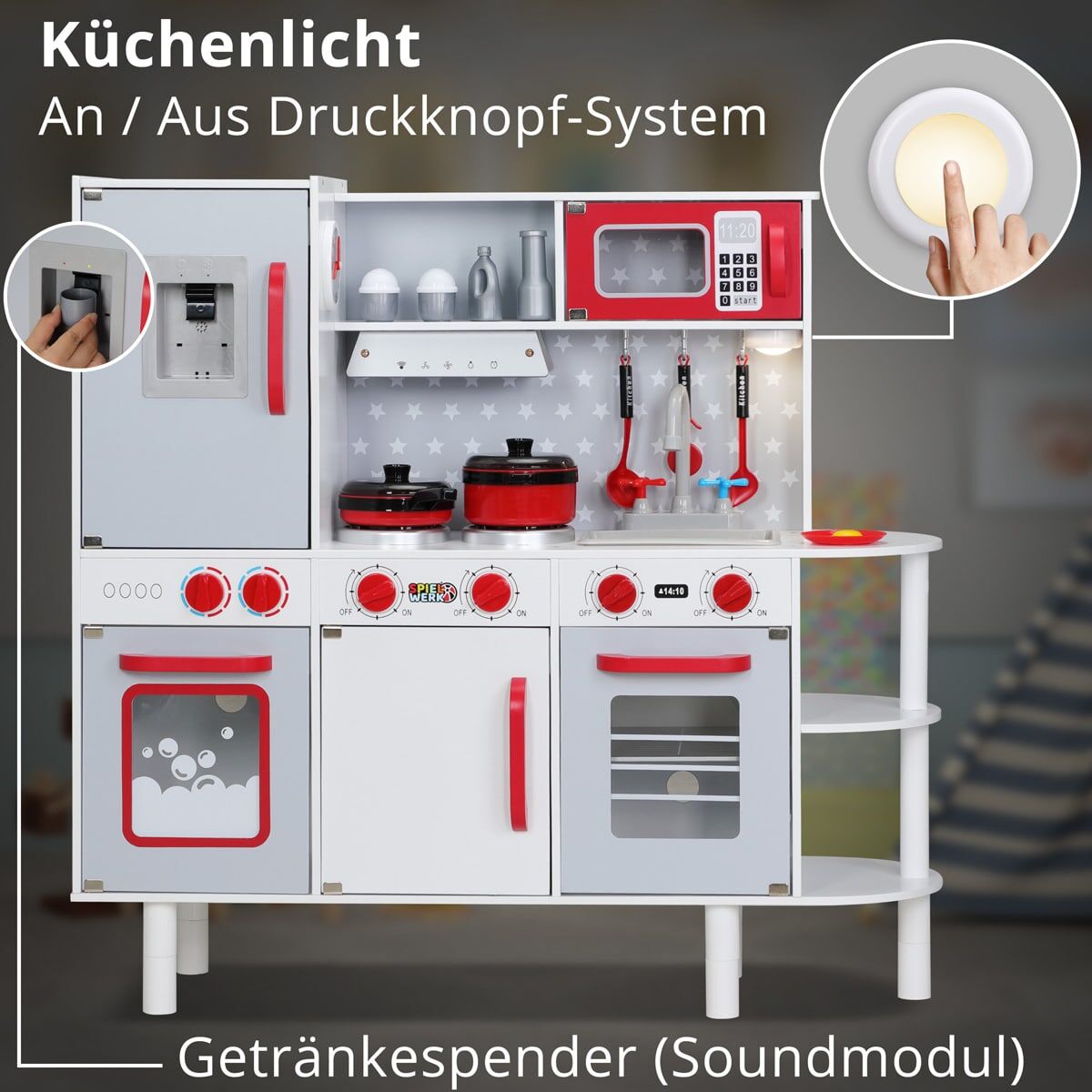 Kinder Spielküche Holz mit 38-tlg Zubehör