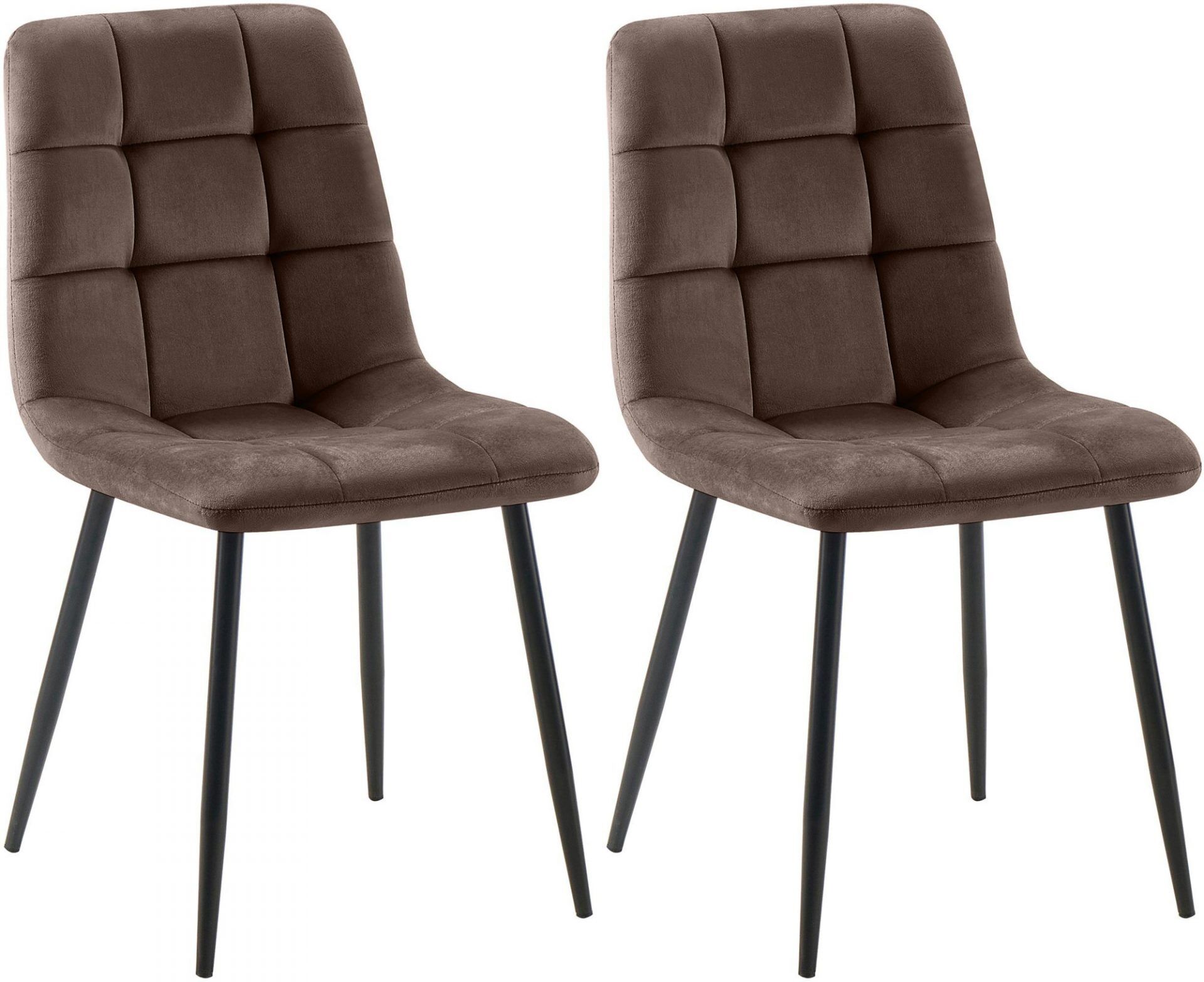 2er Set Esszimmerstuhl Tilde Samt, braun