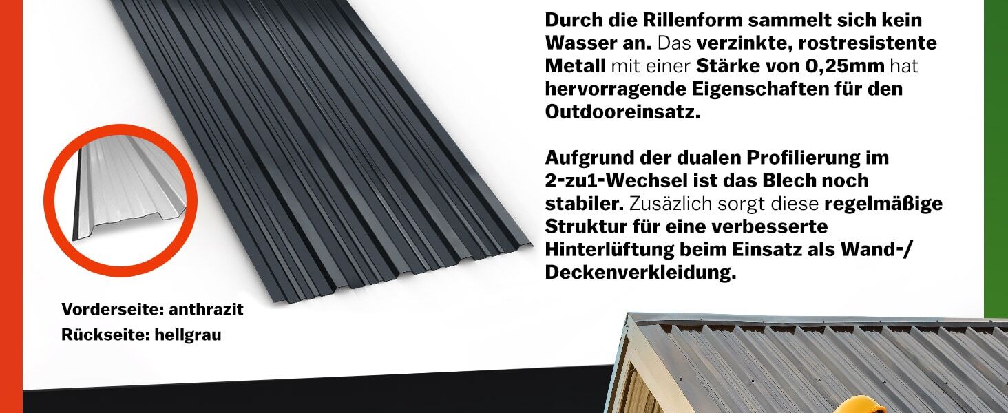 Trapezblech 14er-Set Anthrazit 110x46cm