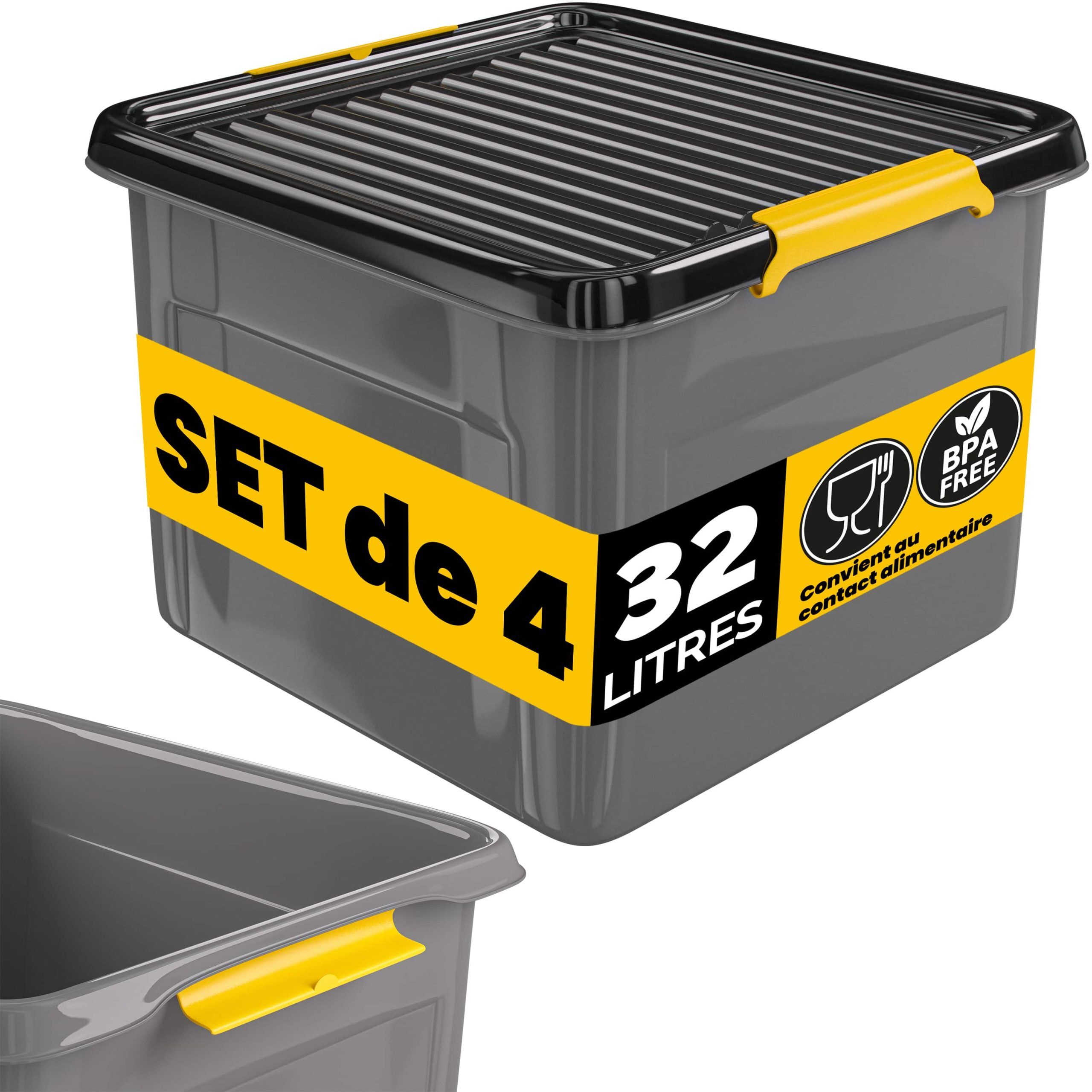 Aufbewahrungsbox 4er-Set Grau/Anthrazit 39x39x26cm stapelbar