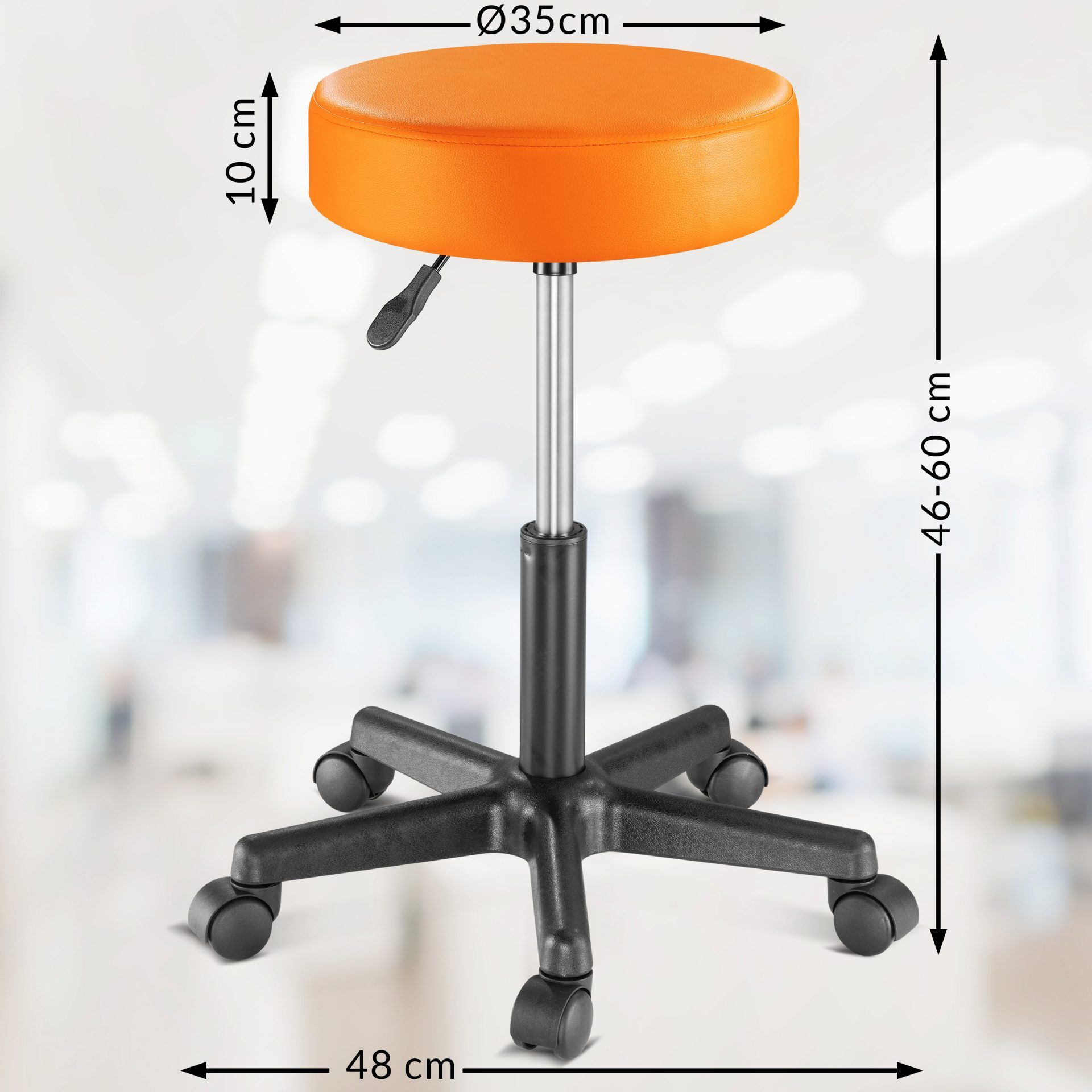 Rollhocker Kunstleder Orange 360° drehbar