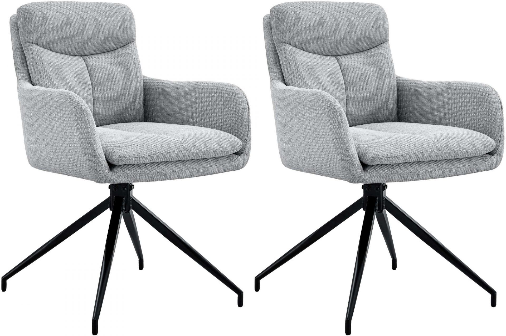 2er Set Esszimmerstuhl Somers Stoff, hellgrau
