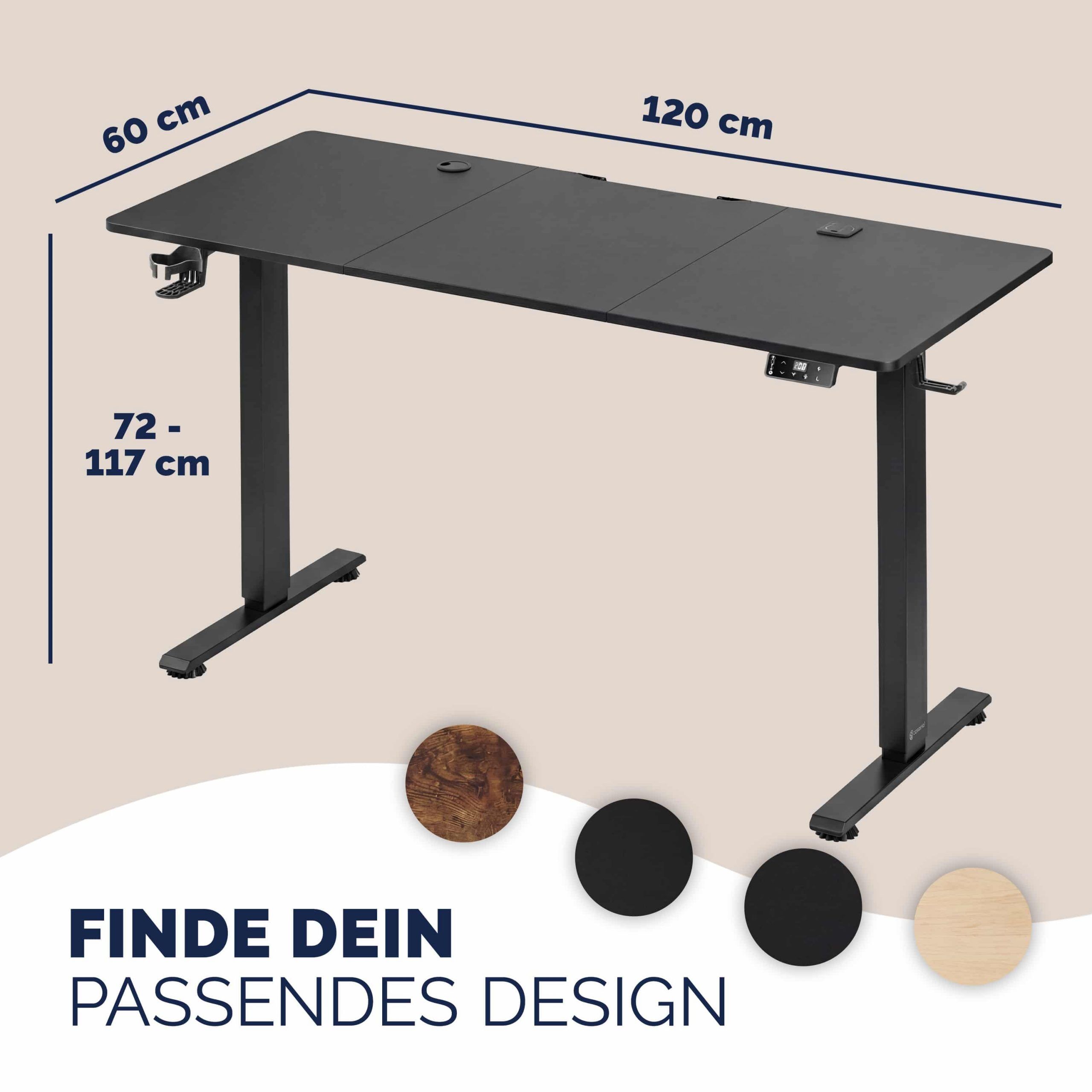 Höhenverstellbarer Schreibtisch Schwarz 120x60x72-117cm