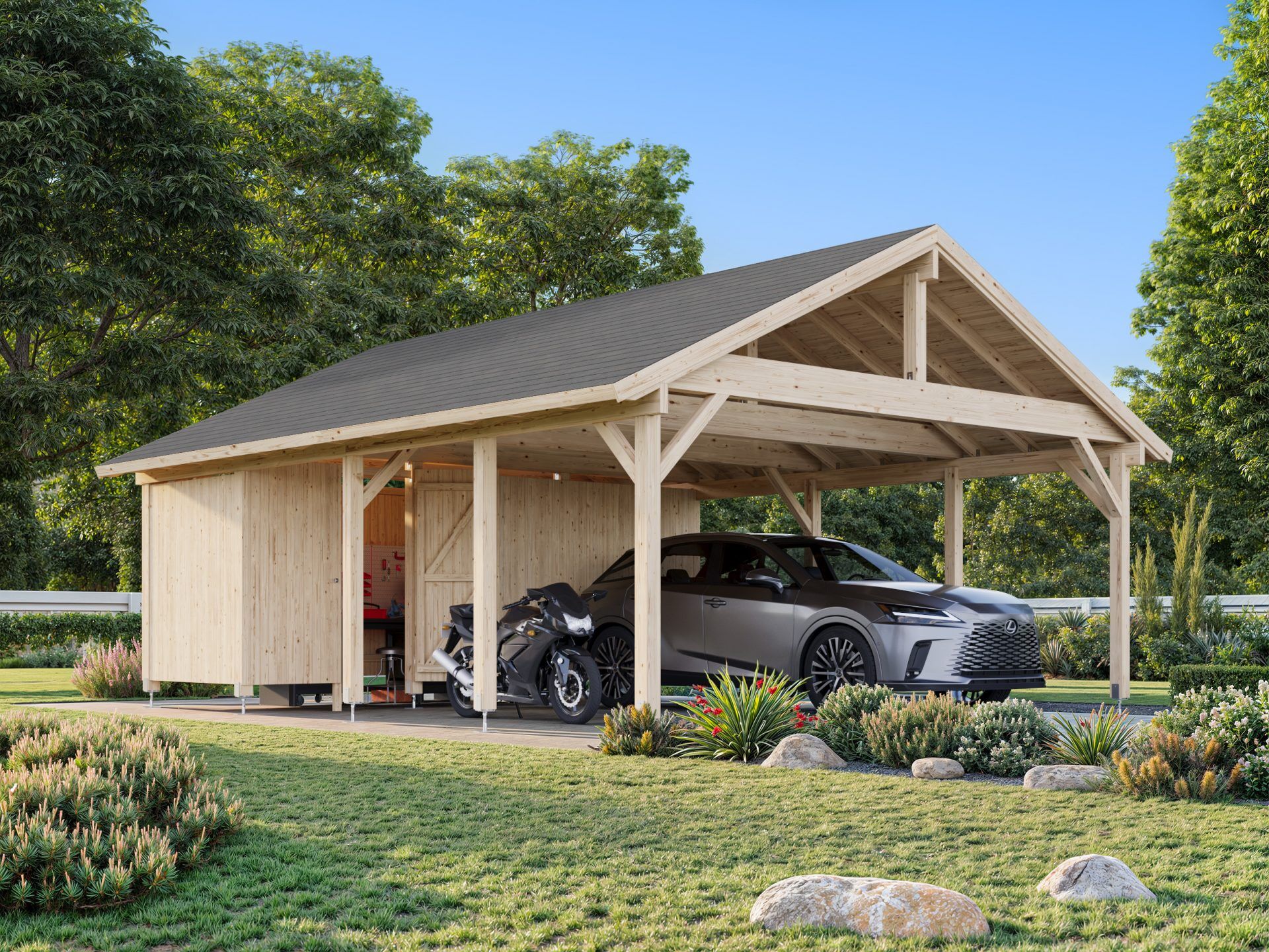 Palmako Carport Robert 40,6 m2 mit Geräteraum