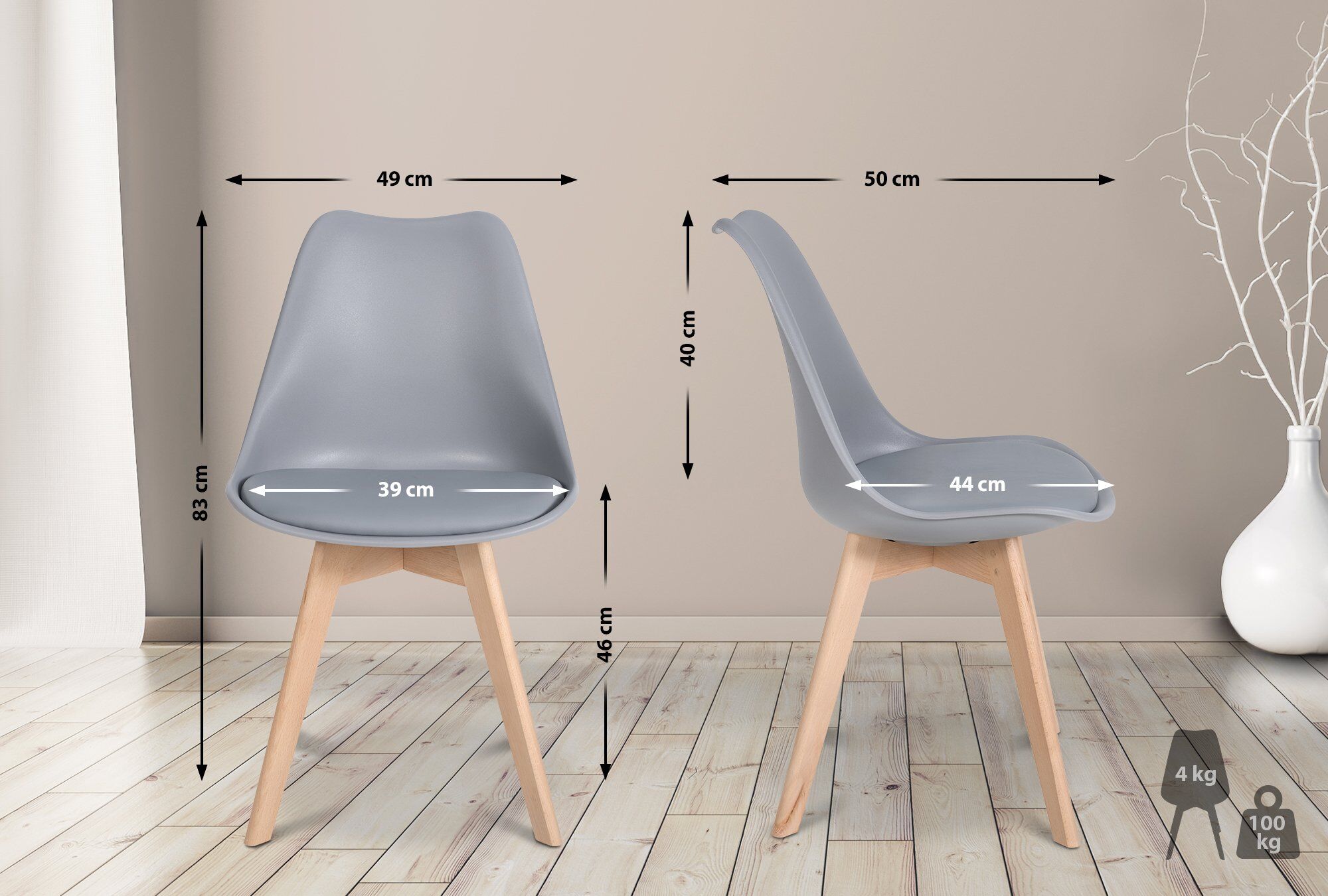 6er Set Esszimmerstuhl Ramsey, grau