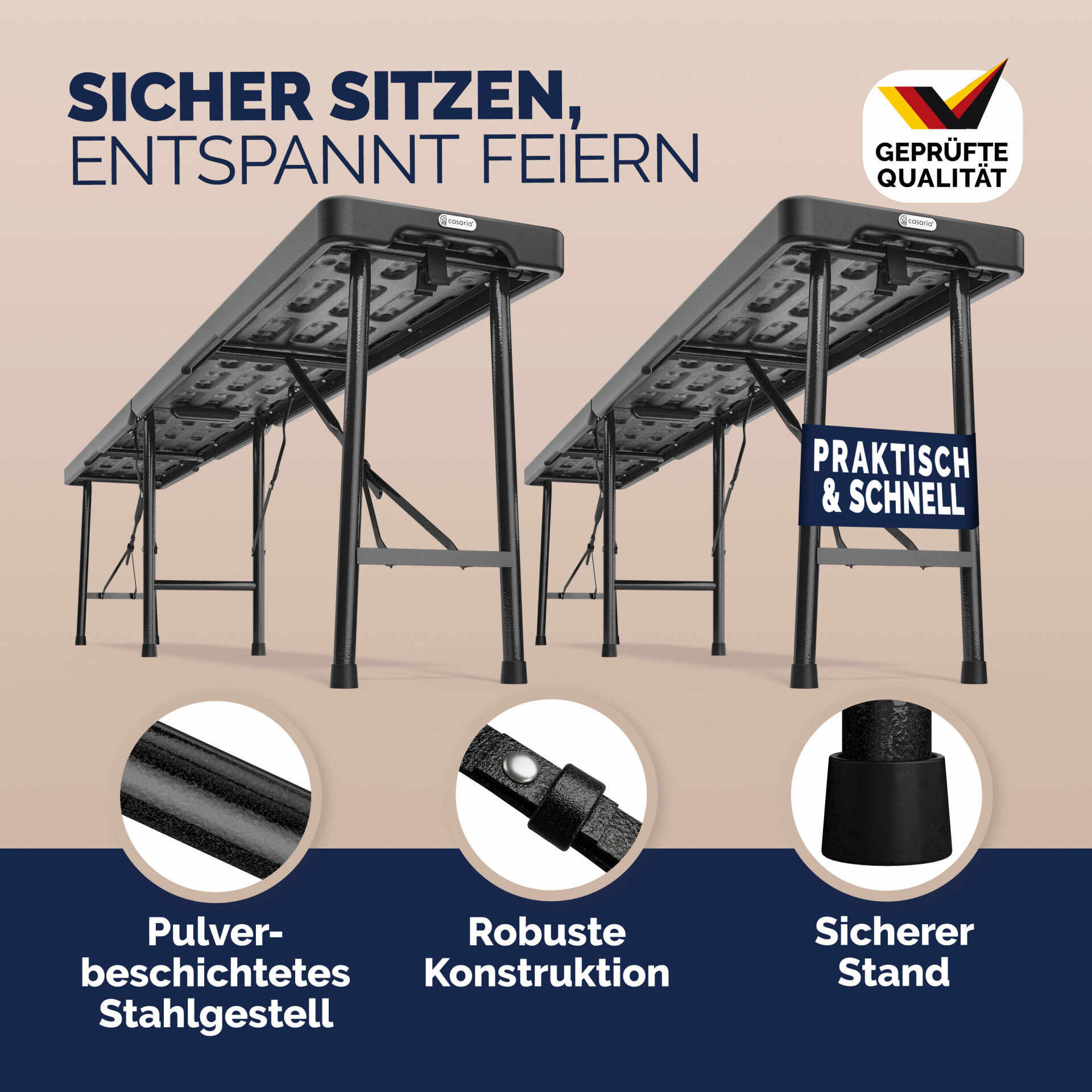 Bierbank 2er-Set Anthrazit Kunststoff 180cm