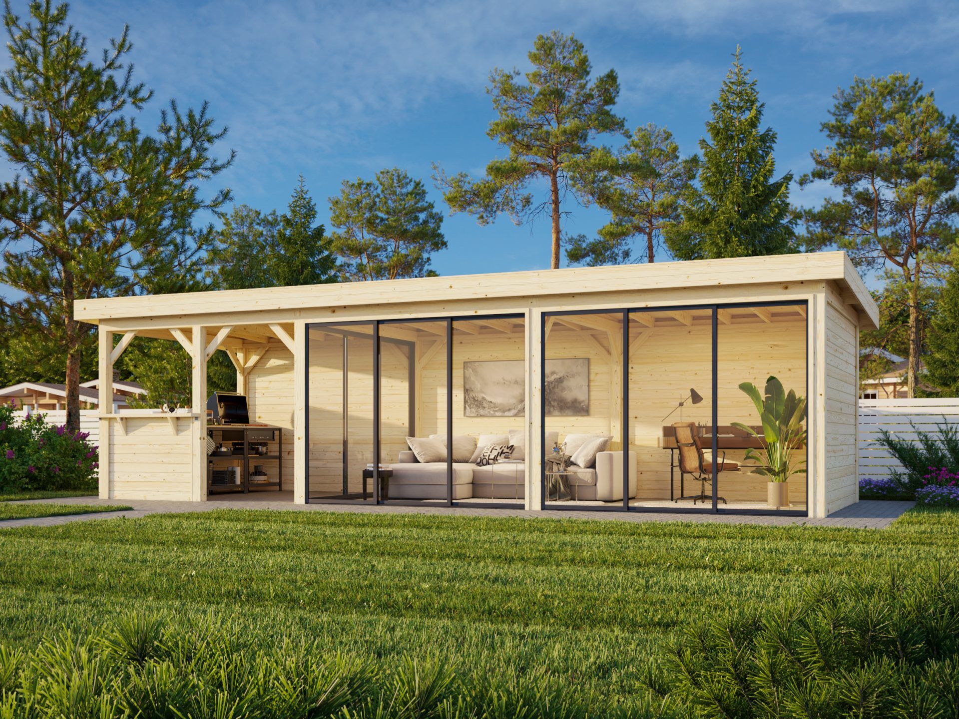 modernes Gartenhaus aus Holz mit Schiebetüren Lenna 24,9 Palmako
