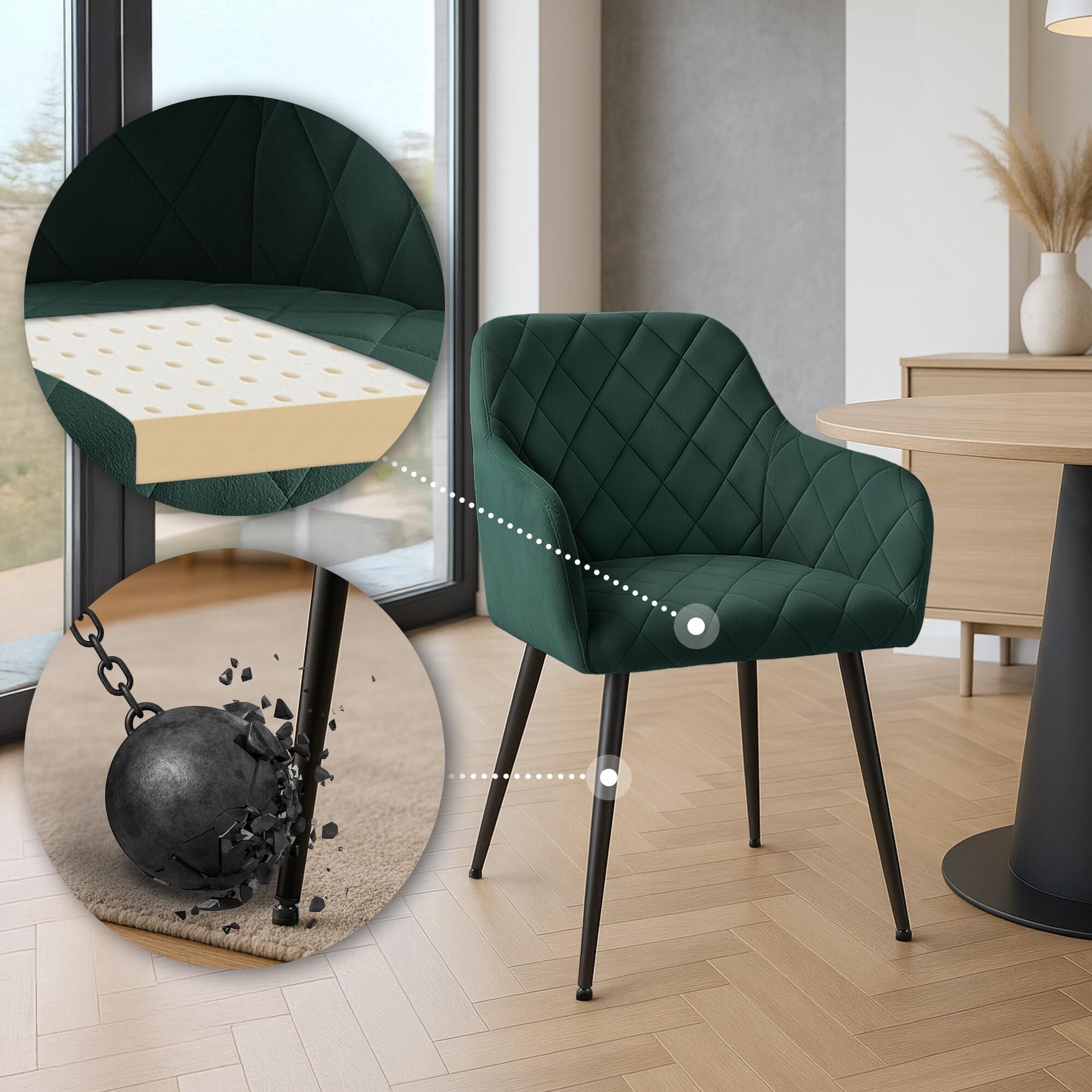 Esszimmerstuhl Monett Samt B, grün