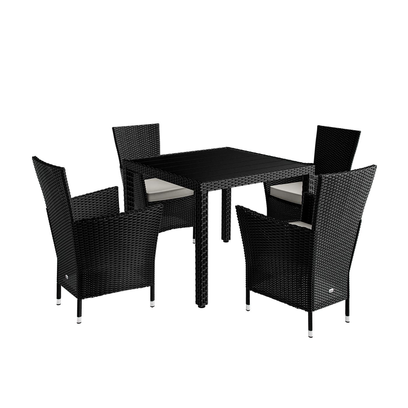 Polyrattan Garten-Sitzgruppe Riga 5-tlg Schwarz