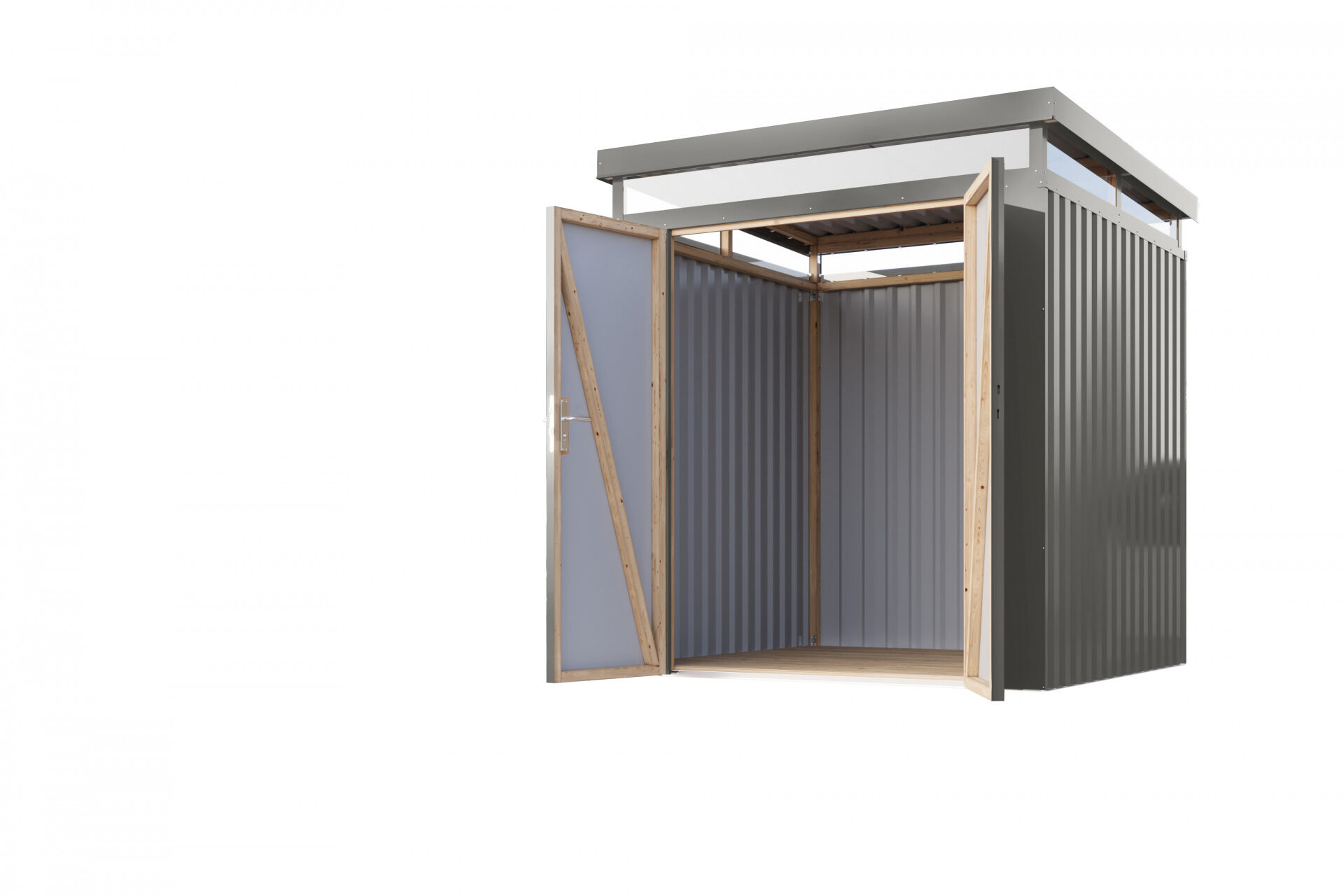 Karibu Flachdach Metall Gartenhaus Aurum 2, graualuminium