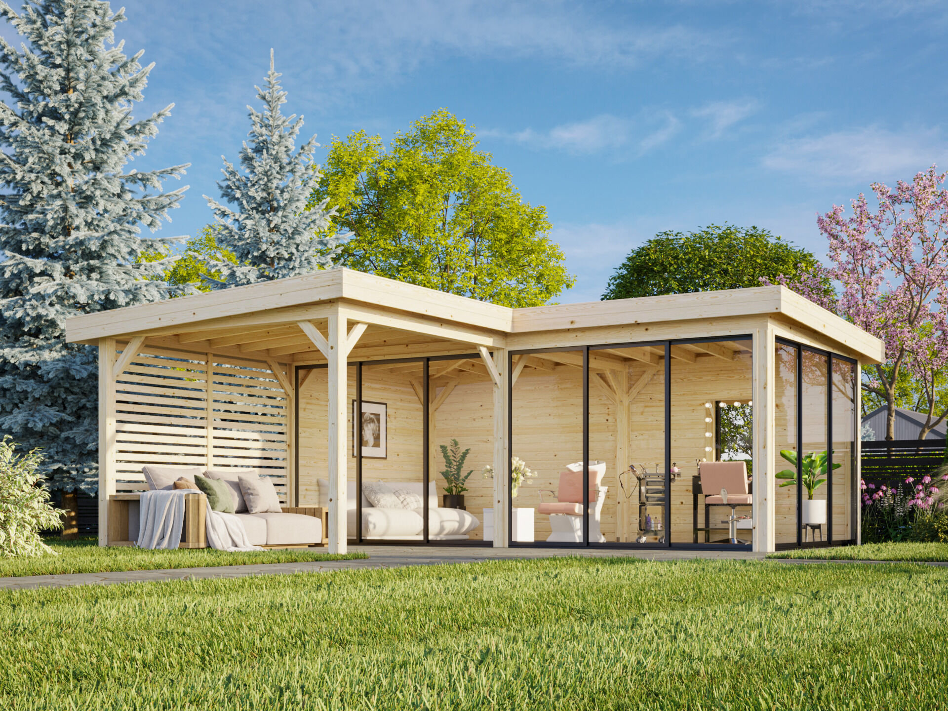 Palmako Pavillon Lenna 24,9 m² Set 714 Slide Plus