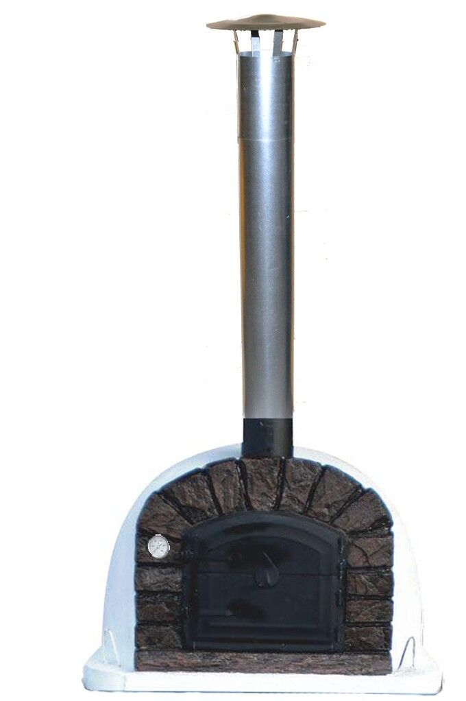 Pizzaofen Famosi 120 inkl. Kaminrohr und Regenhut aus Feueraluminium, weiß