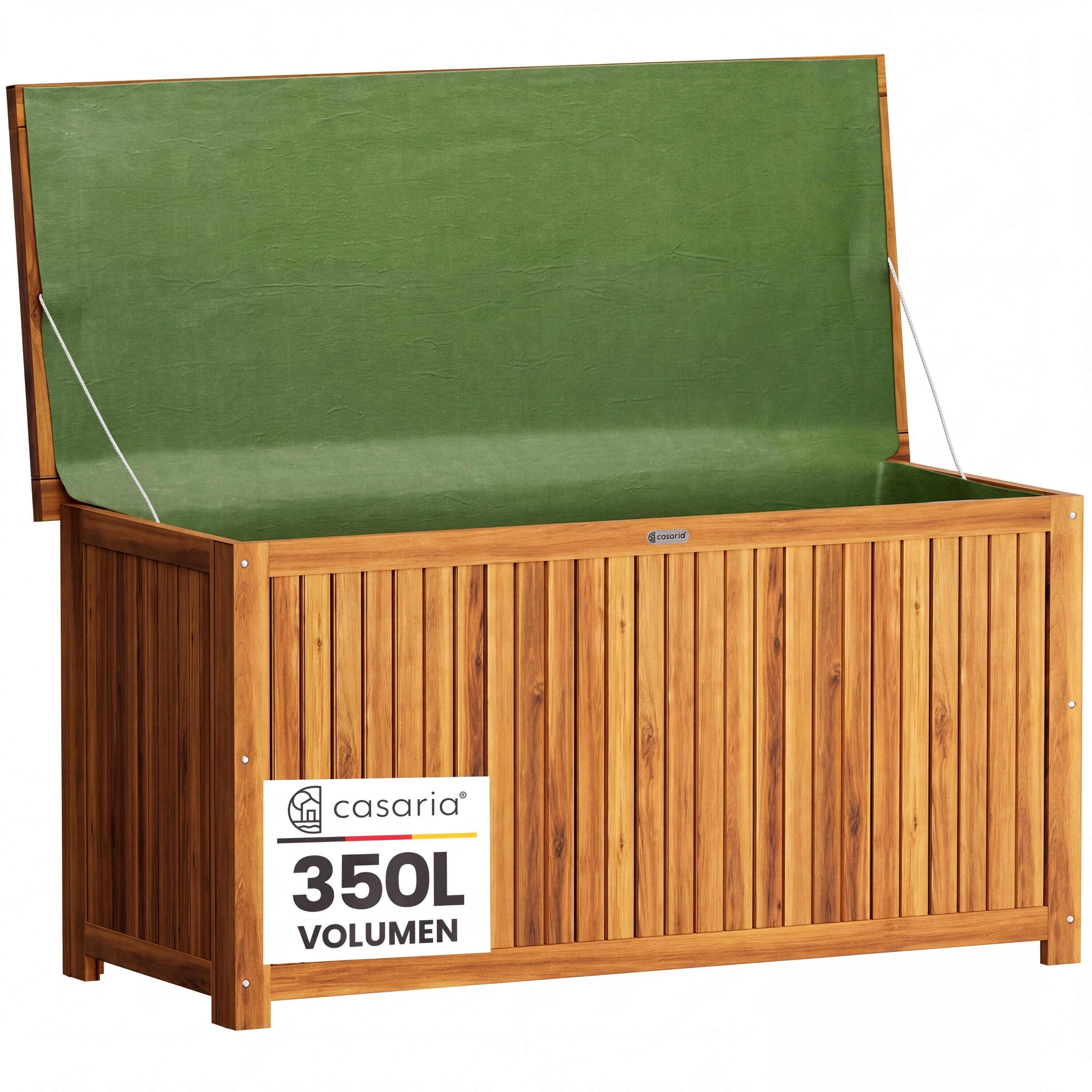 Gartenbox Akazienholz 115x50x59cm mit Innenplane wetterfest 205L