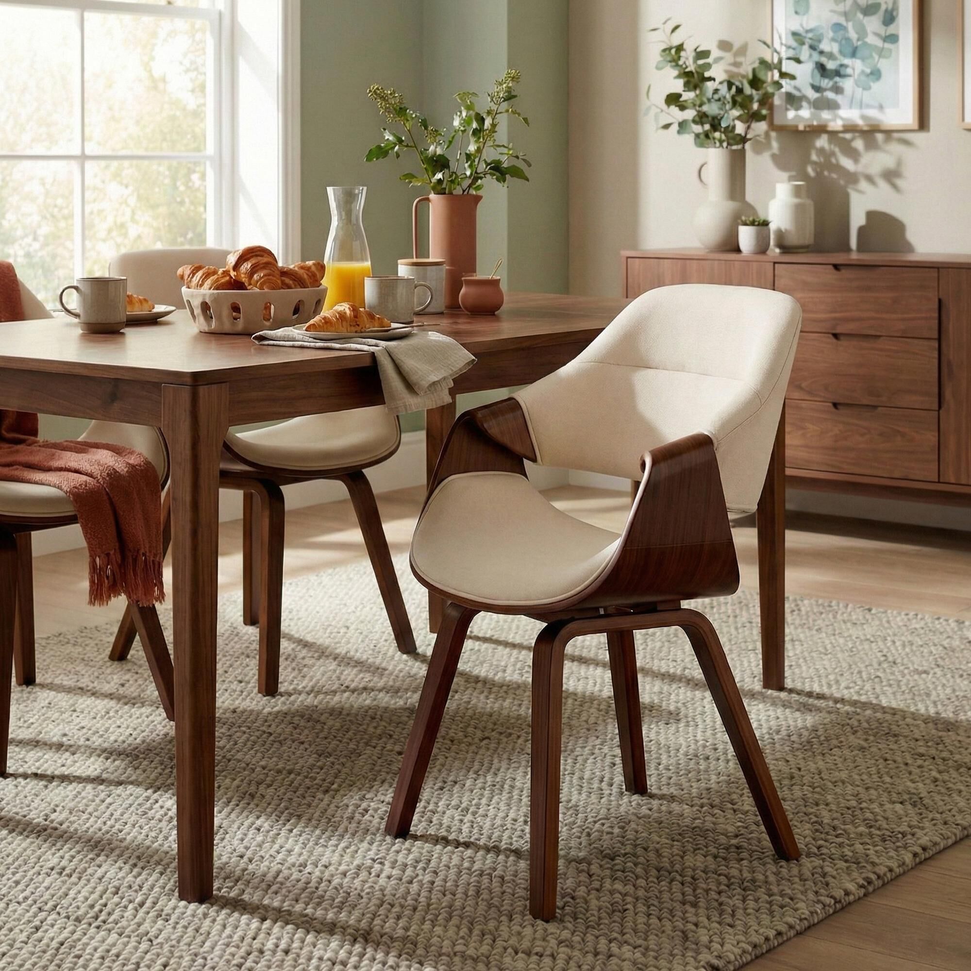 Esszimmerstuhl Maira Stoff, walnuss/creme