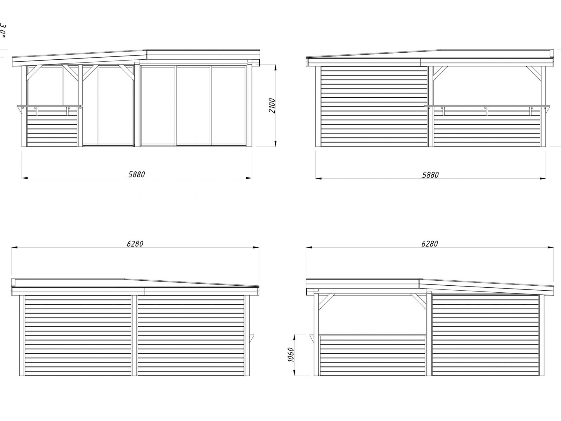 Palmako modernes Gartenhaus Lenna 24,9 m2 Set 422 Slide