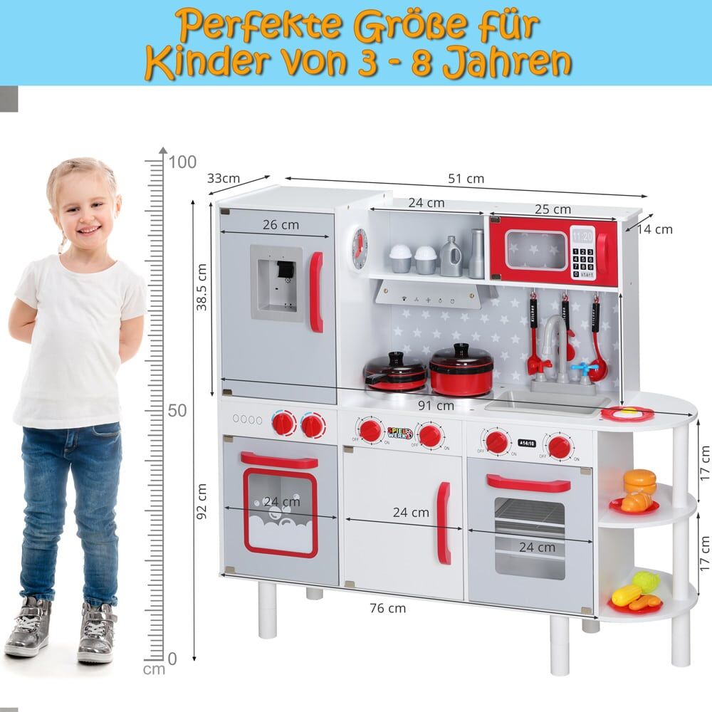 Kinder Spielküche Holz mit 38-tlg Zubehör