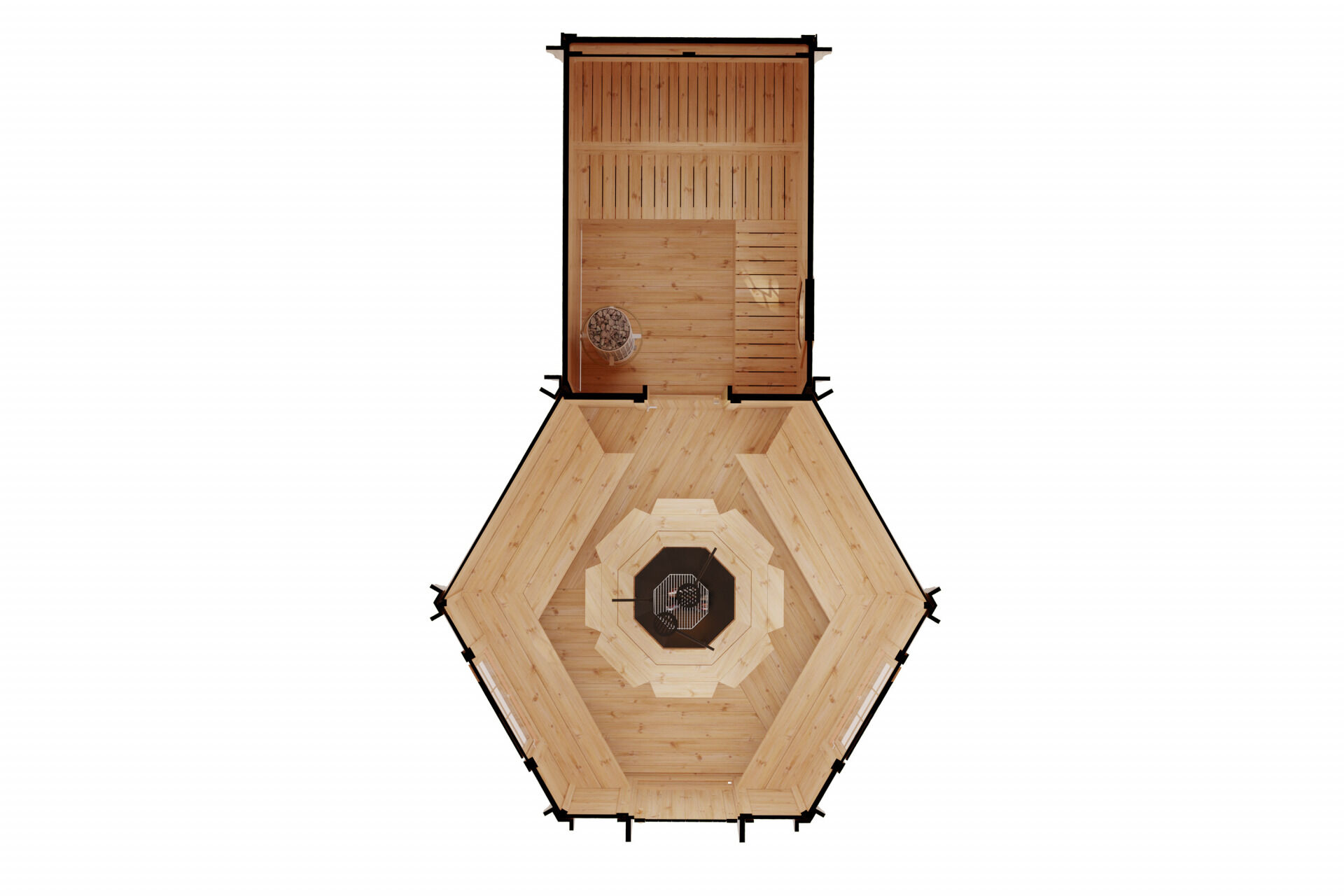 Finn Art Grillkota Elegance 9,2 m² mit Saunaanbau Draufsicht