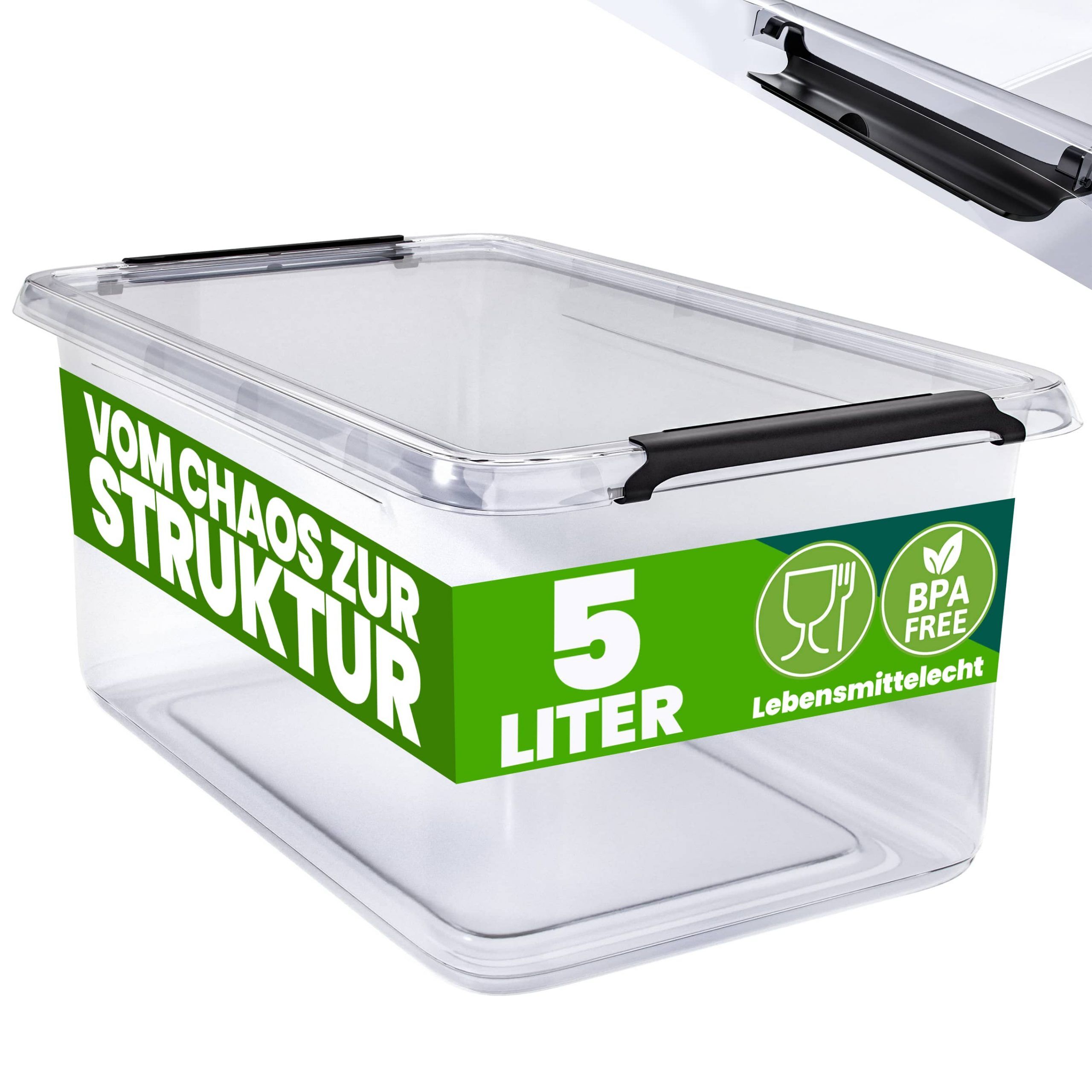 Aufbewahrungsbox 30x20x12cm 5L transparent stapelbar BPA-frei