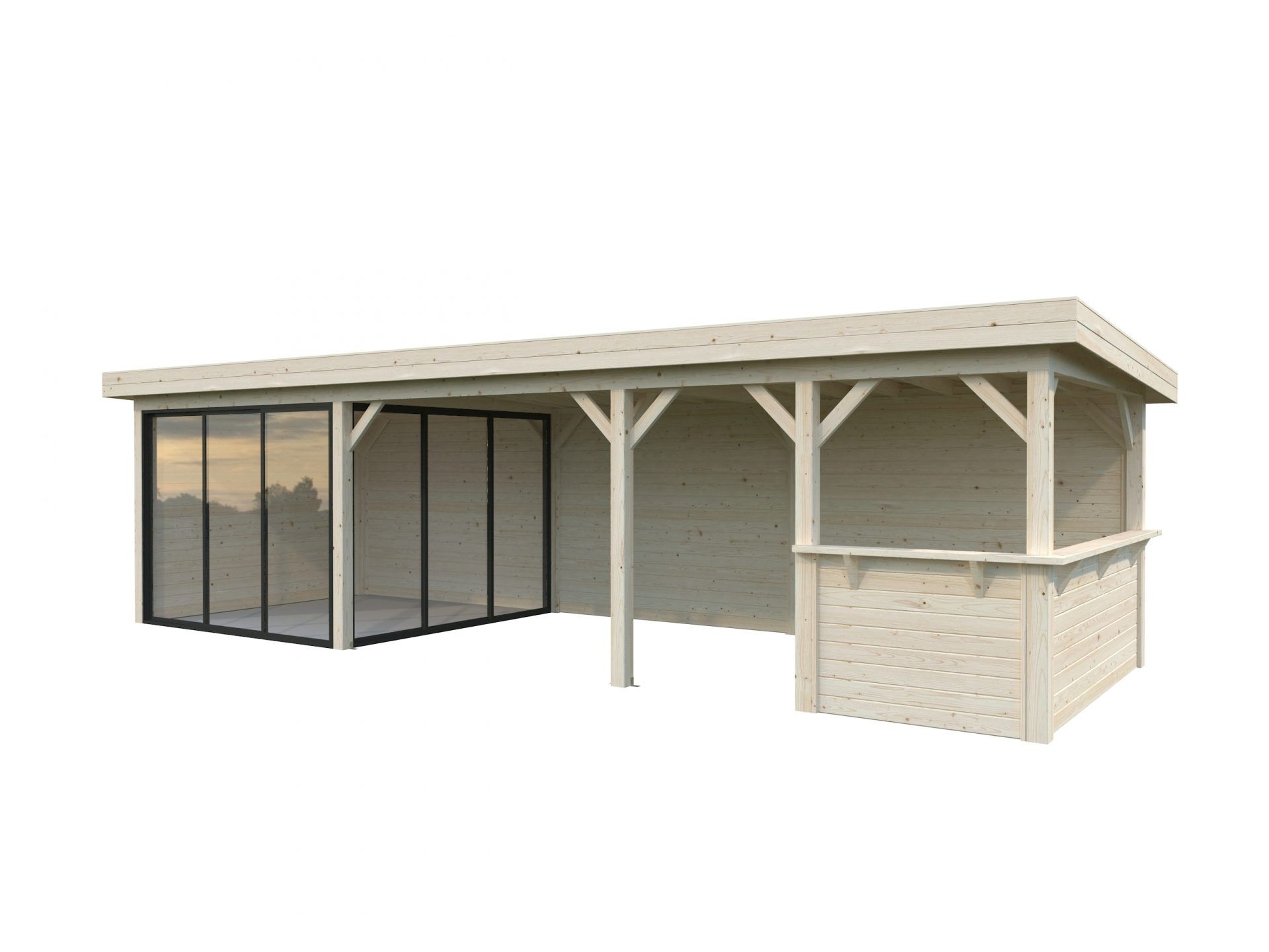 Palmako modernes Gartenhaus Lenna 24,9 m² Set 715 Slide Plus