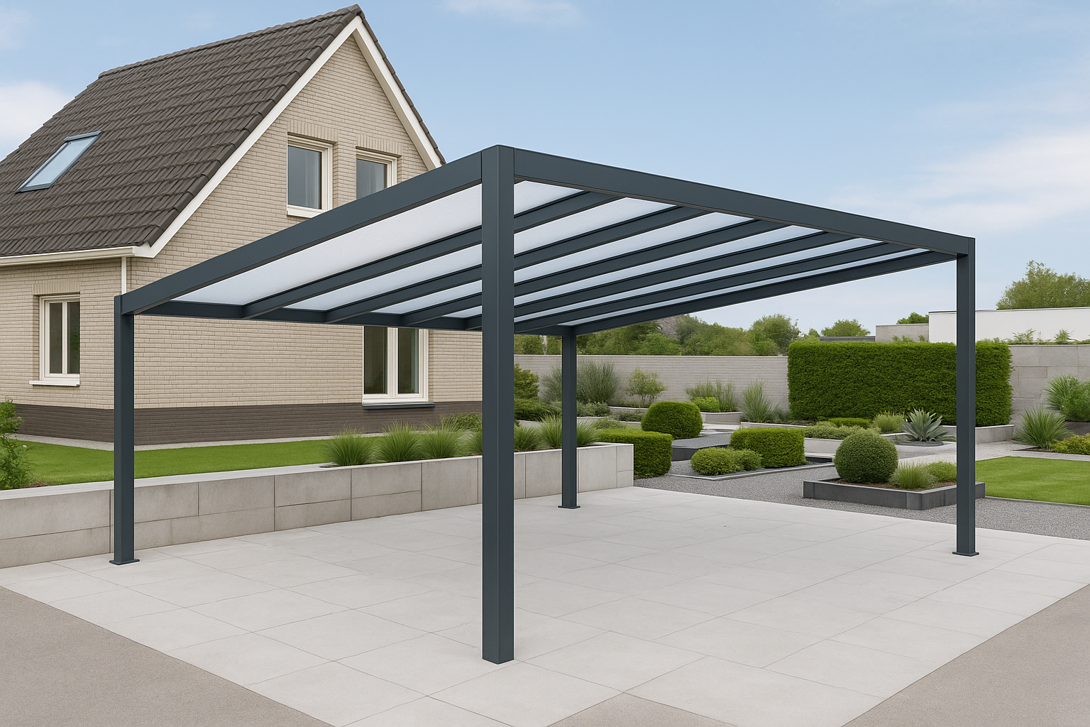 Freistehende Terrassenüberdachung mit Polycarbonat klar 4x2 m anthrazit