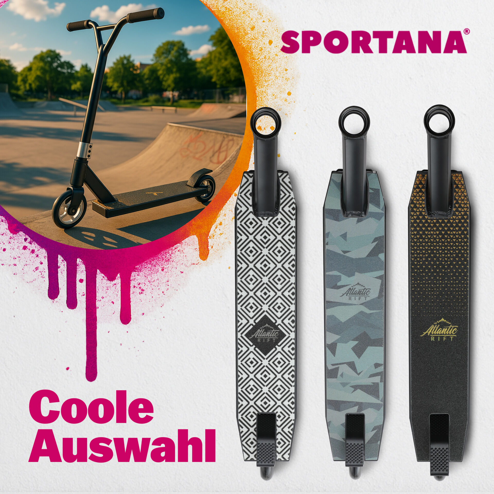 Stuntscooter Tundra Premium Schwarz/Weiß