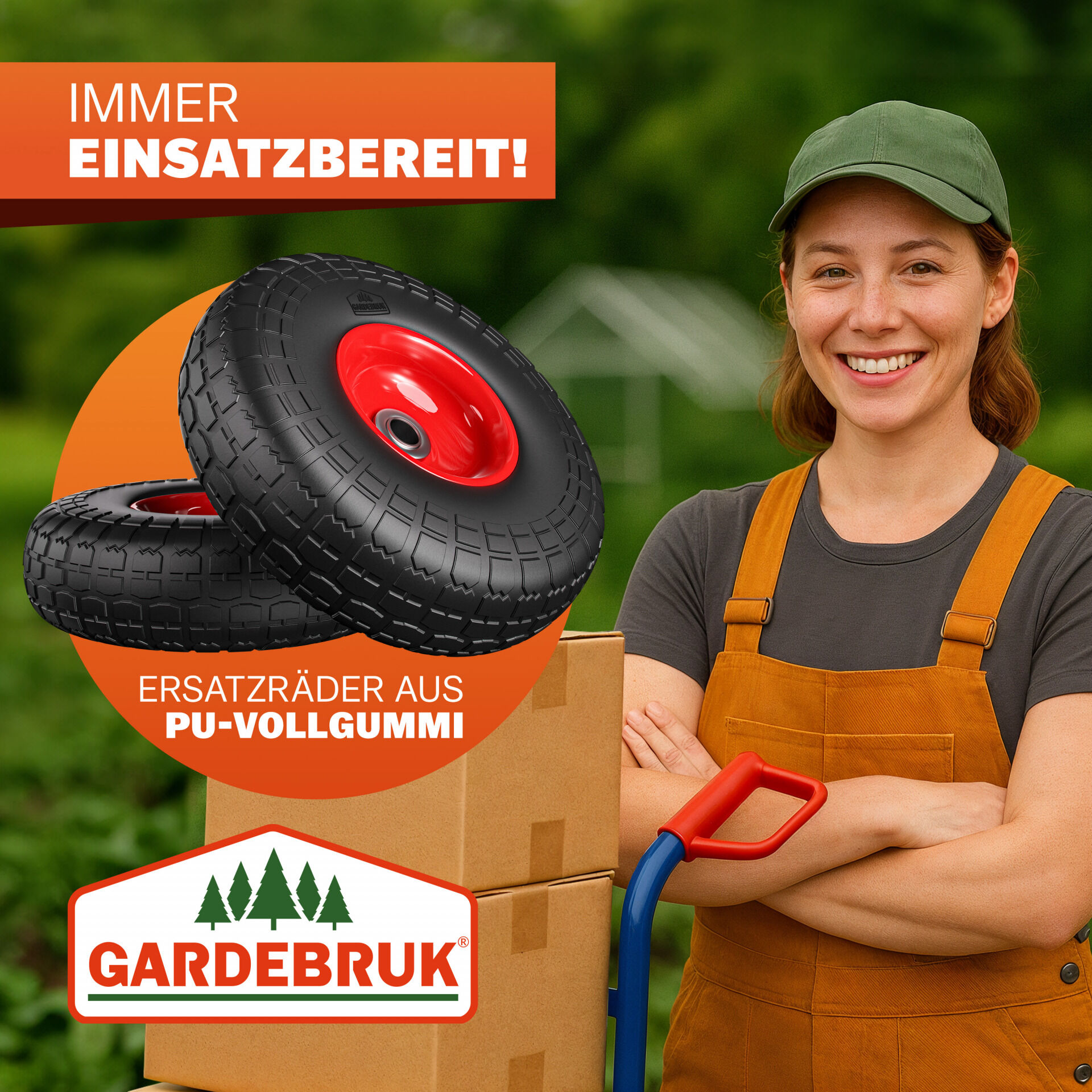 Sackkarrenrad 2er-Set Schwarz Vollgummi