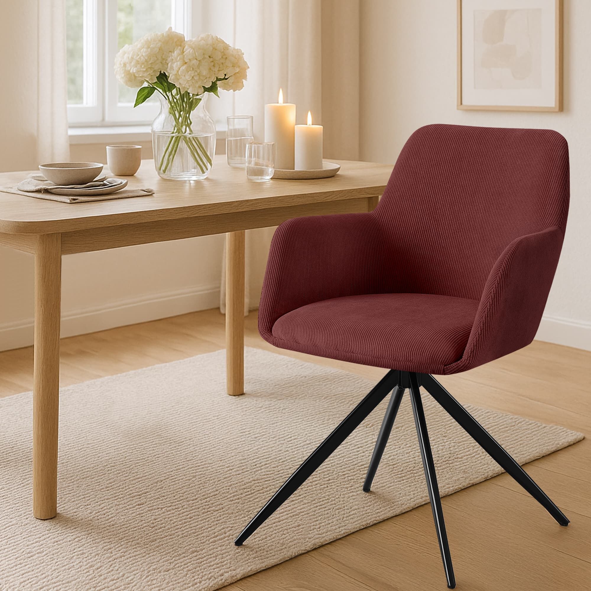 Esszimmerstuhl Olema Cord, bordeauxrot