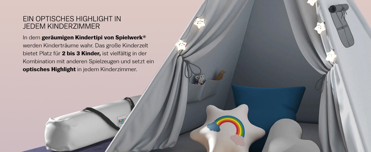 Tipi Spielzelt Grau 160x130x130cm